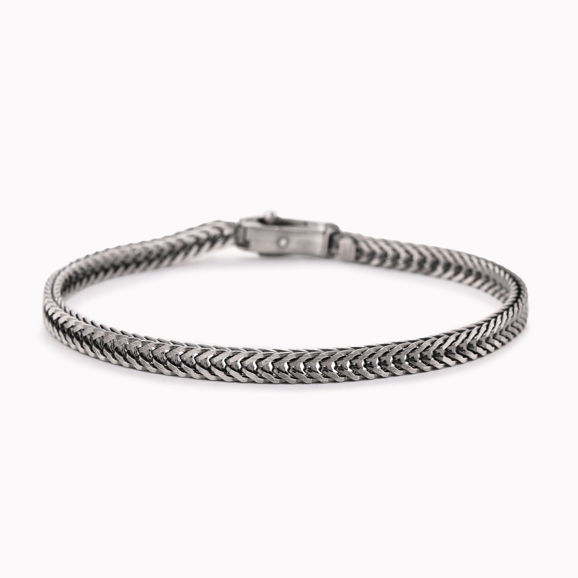 Silver Gunmetal Foxtail Chain Bracelet