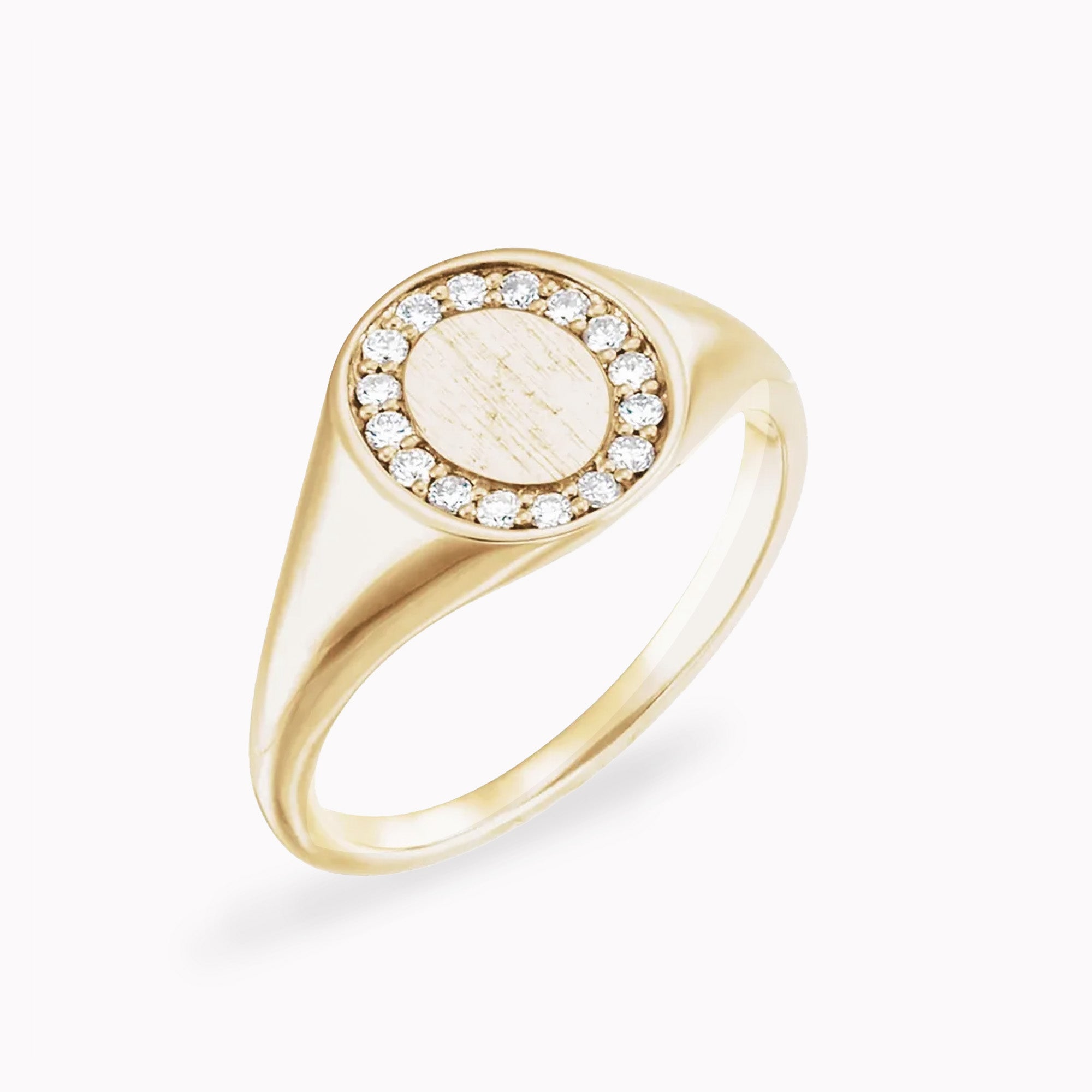 Engravable Halo Signet Ring