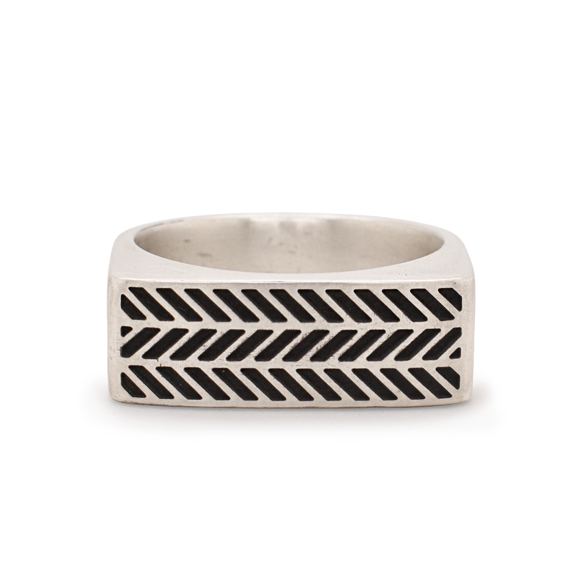 Herringbone Bar Signet Ring
