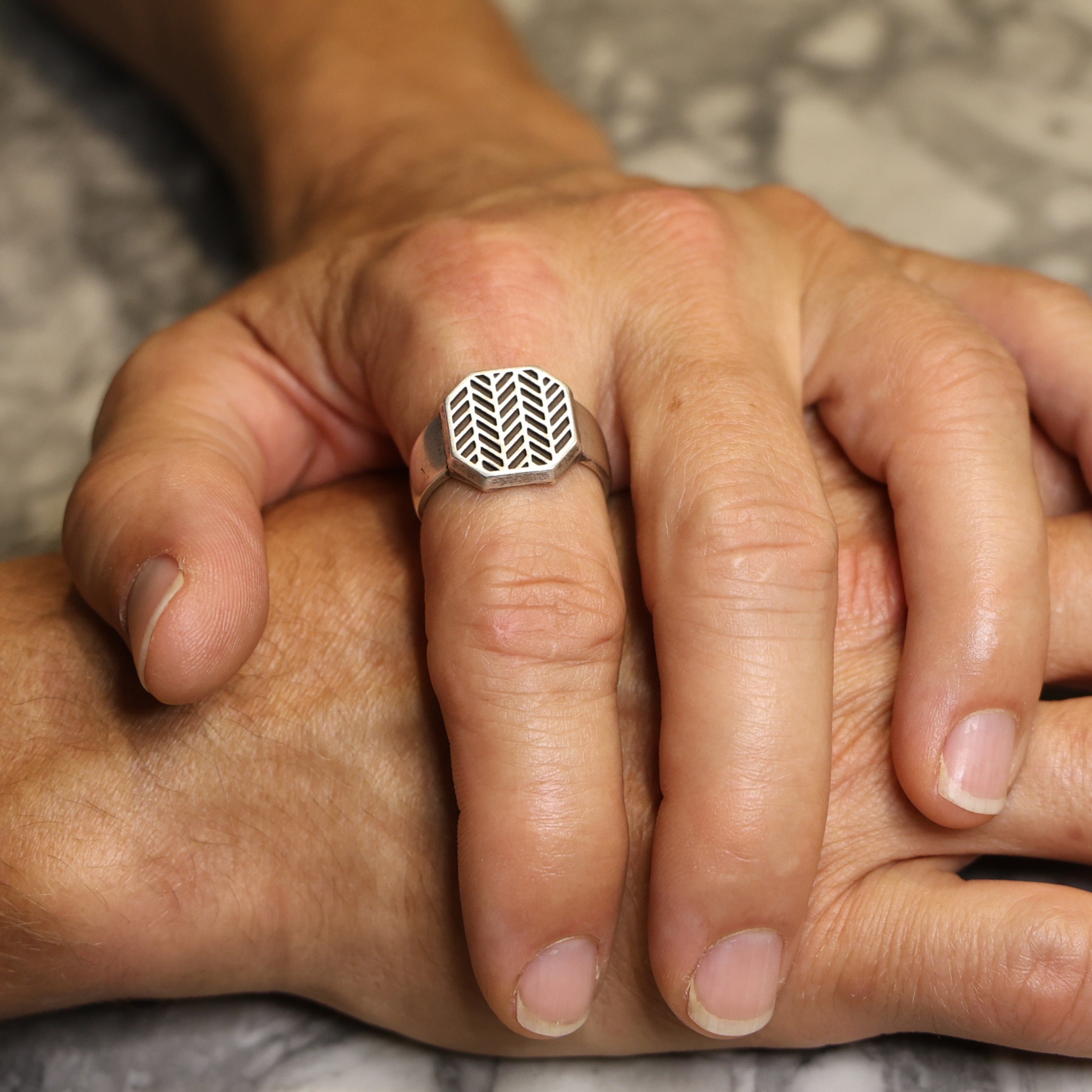 Herringbone Vintage Signet Ring