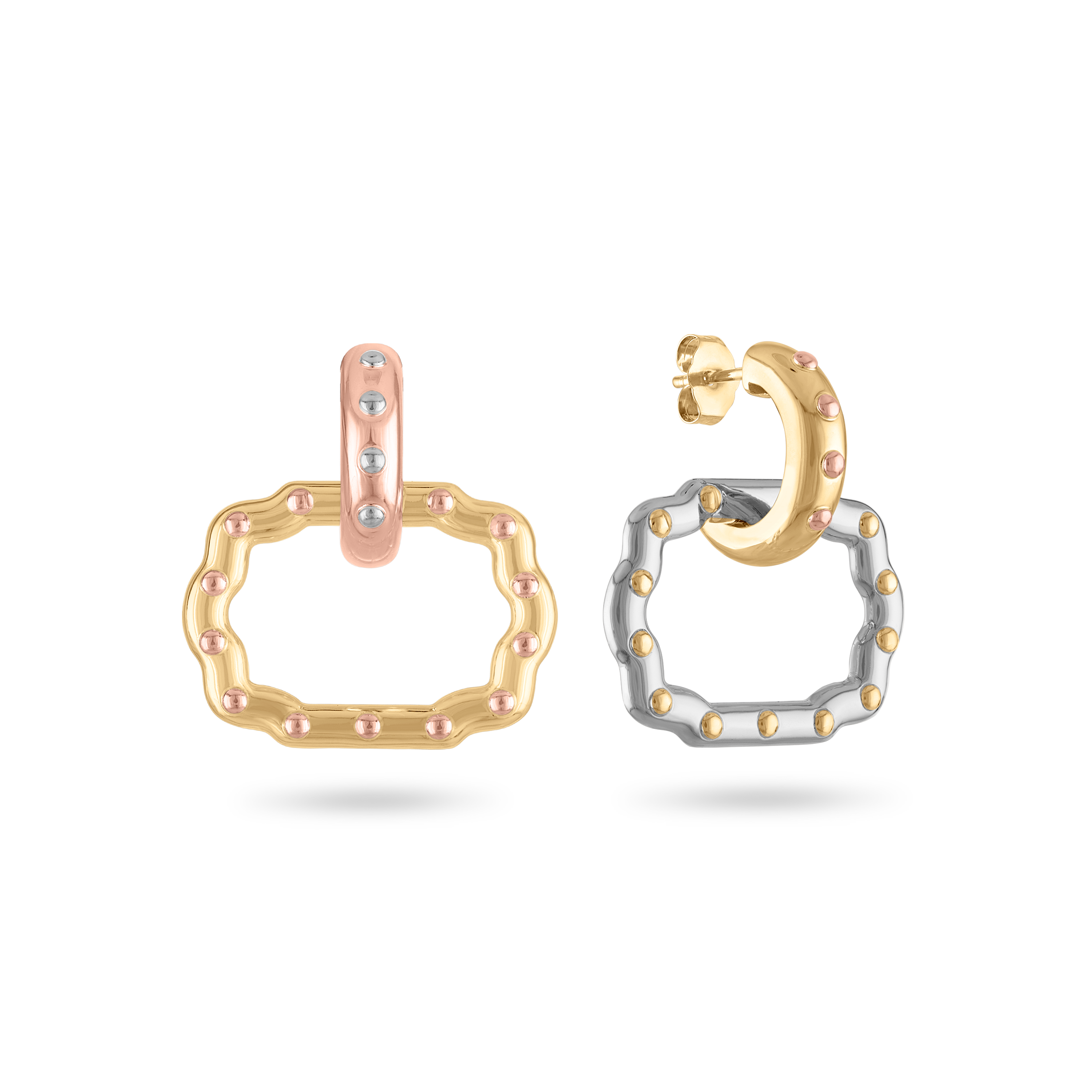 Tri-Tone Rivet Buckle Earrings