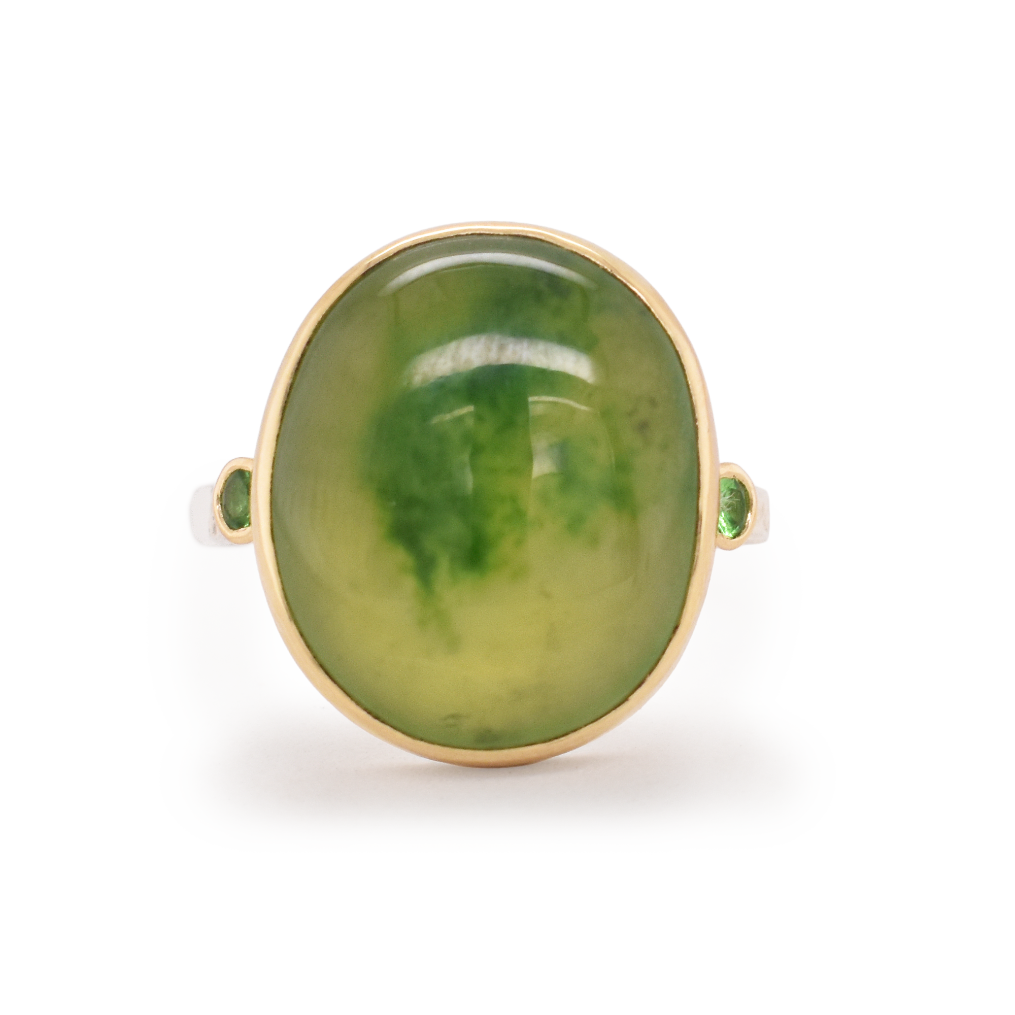 Green Hydrogrossular Garnet & Tsavorite Ring