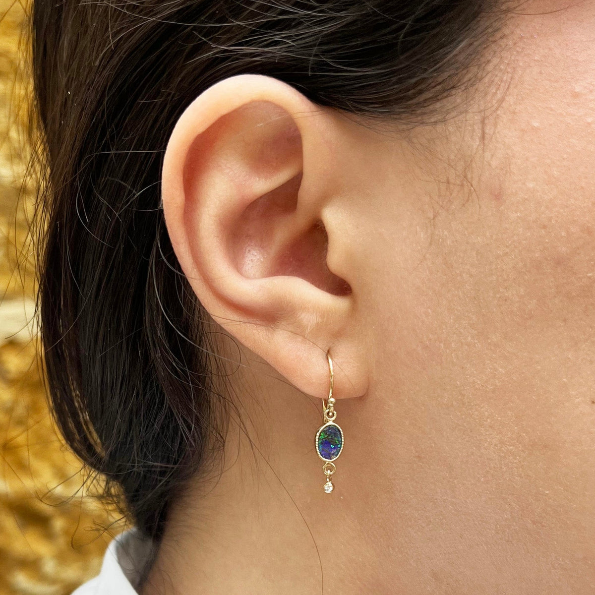 Juicy Australian Opal & Diamond Dangle Earrings
