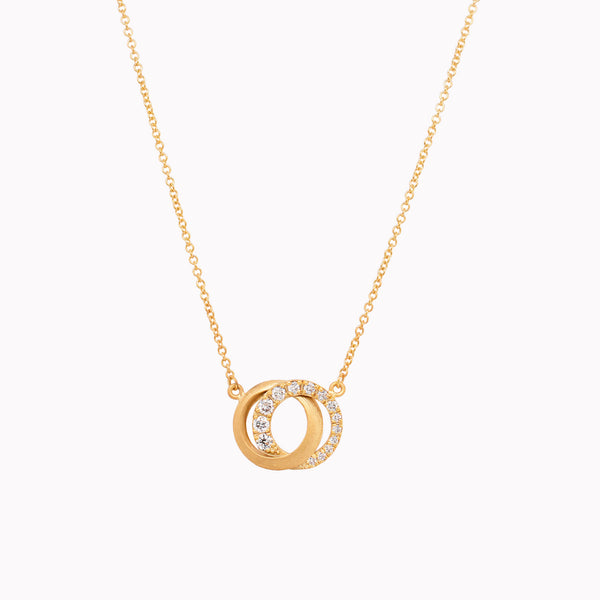 Duet Circle Diamond Pendant Necklace