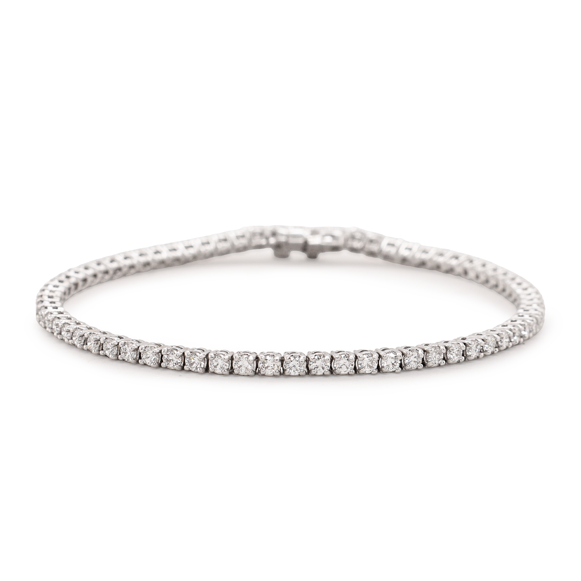 Lab-Grown White Gold Diamond Tennis Bracelet 3ct
