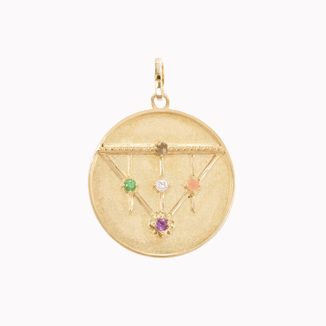 Large (25mm) Lace Shield Medallion - "Love" - 4 Stones