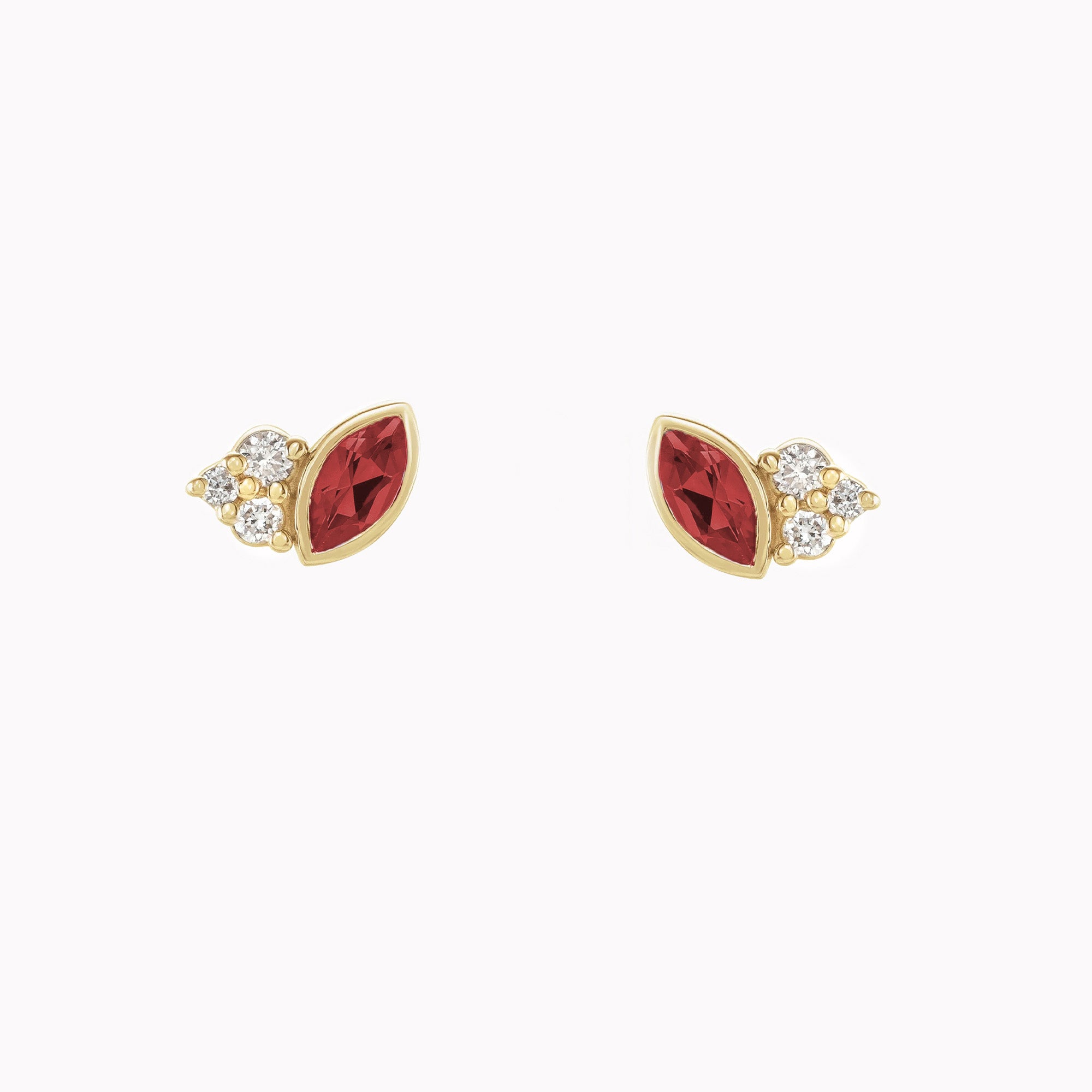 Marquise Garnet & Diamond Petal Studs