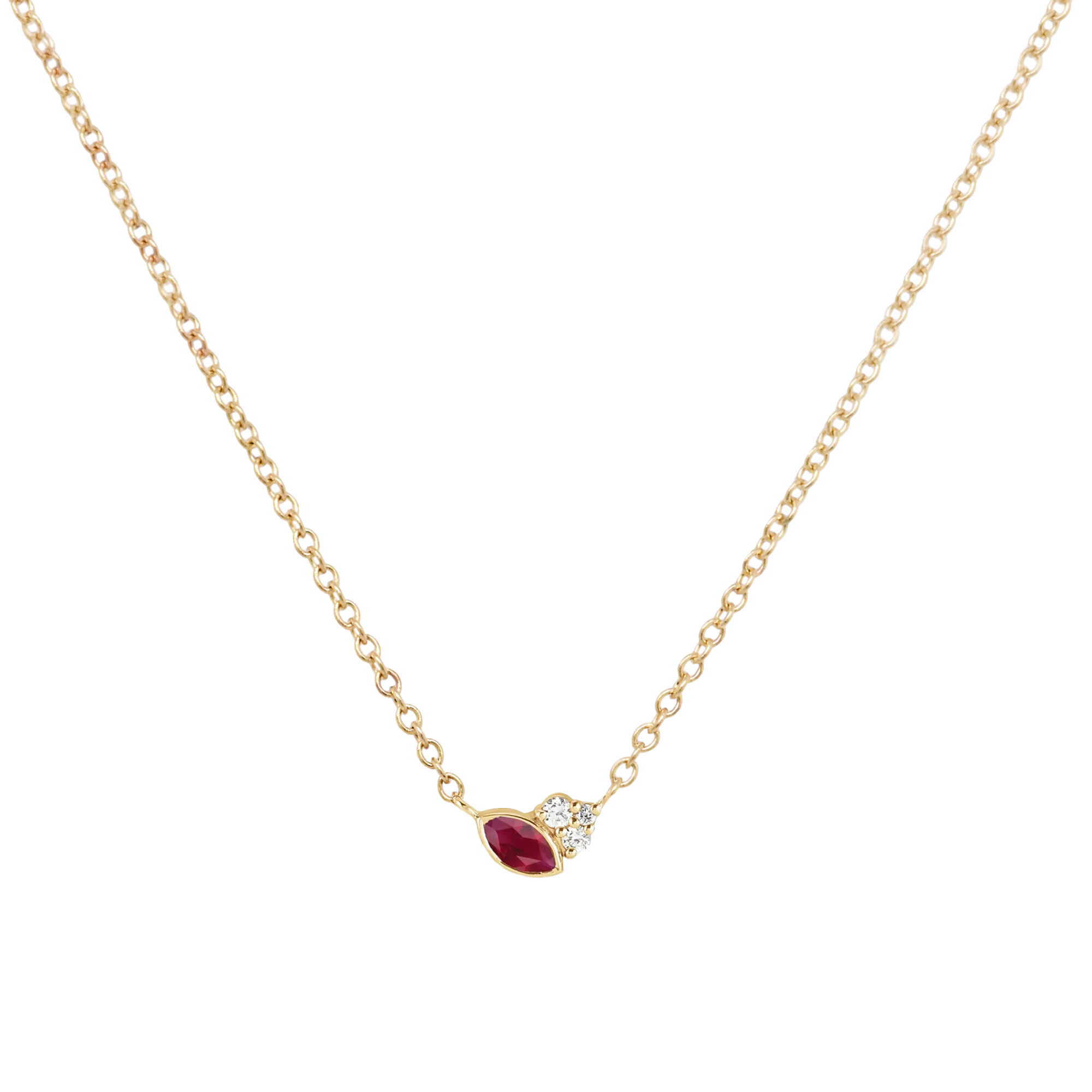 Marquise Ruby & Diamond Petal Necklace