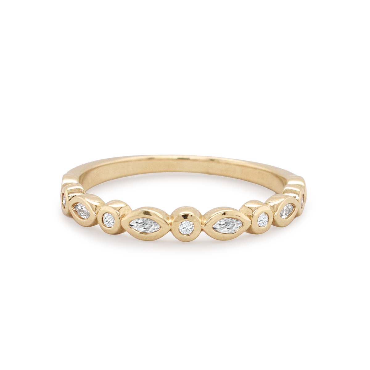 Bezel Marquise & Round Diamond Ring