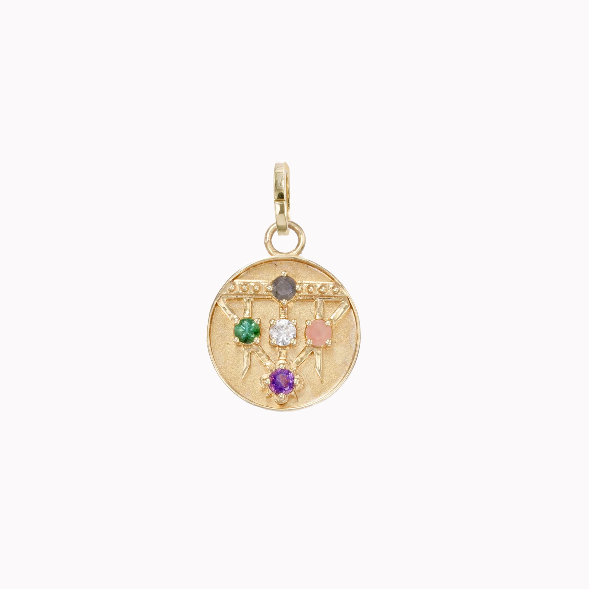 Small (12mm) Lace Shield Medallion - "Loved" - 4 Stones