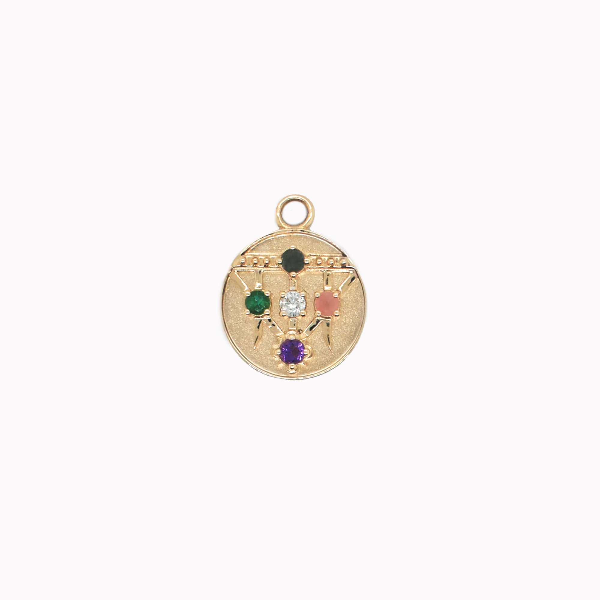 Small (12mm) Lace Shield Medallion - "Loved" - 4 Stones