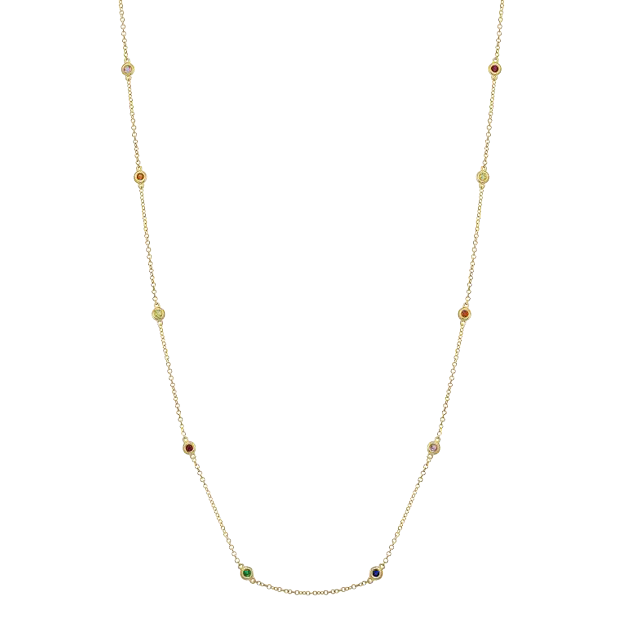 Bezel Multi-Gemstone By The Yard Necklace