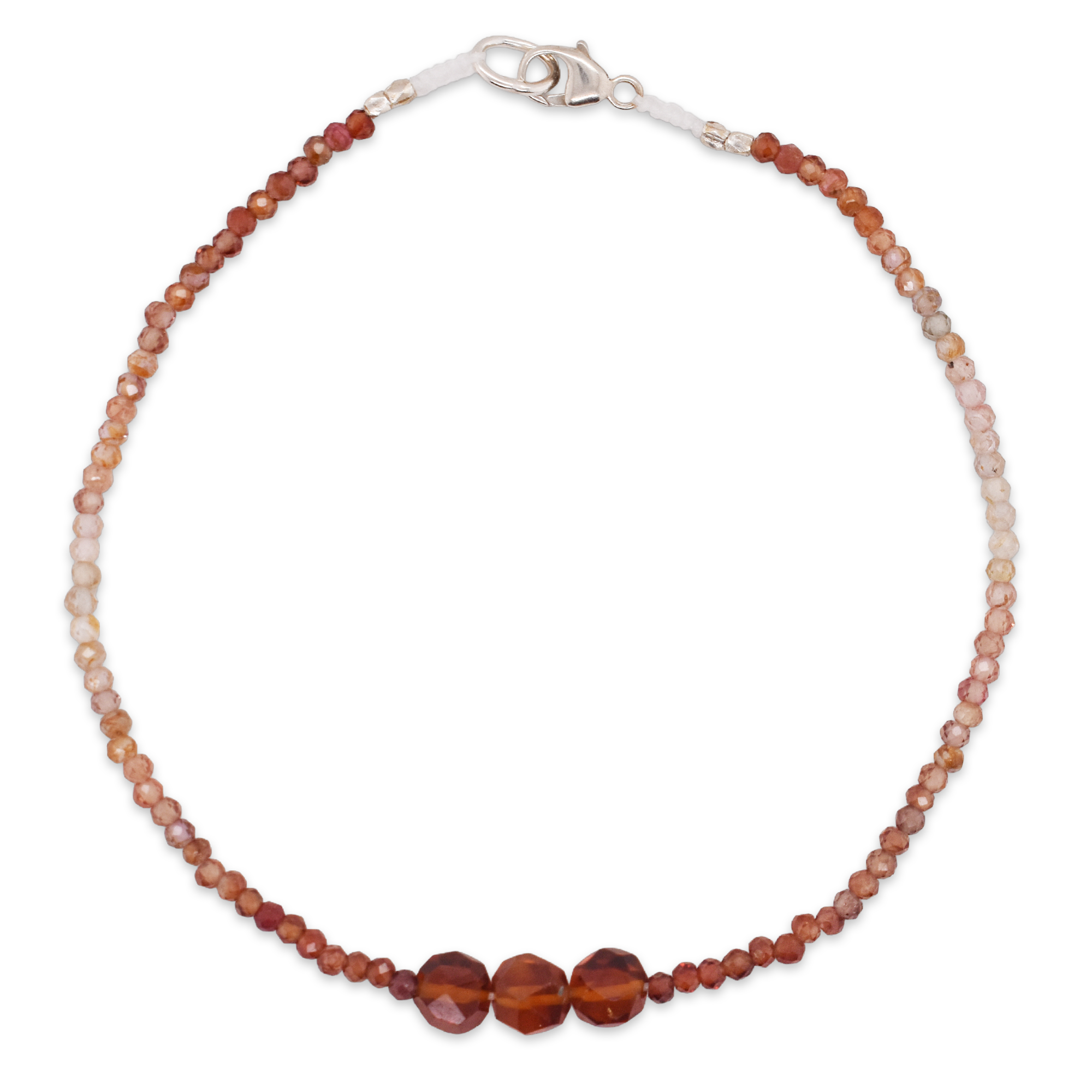 Sapphire & Hessonite Garnet Beaded Bracelet