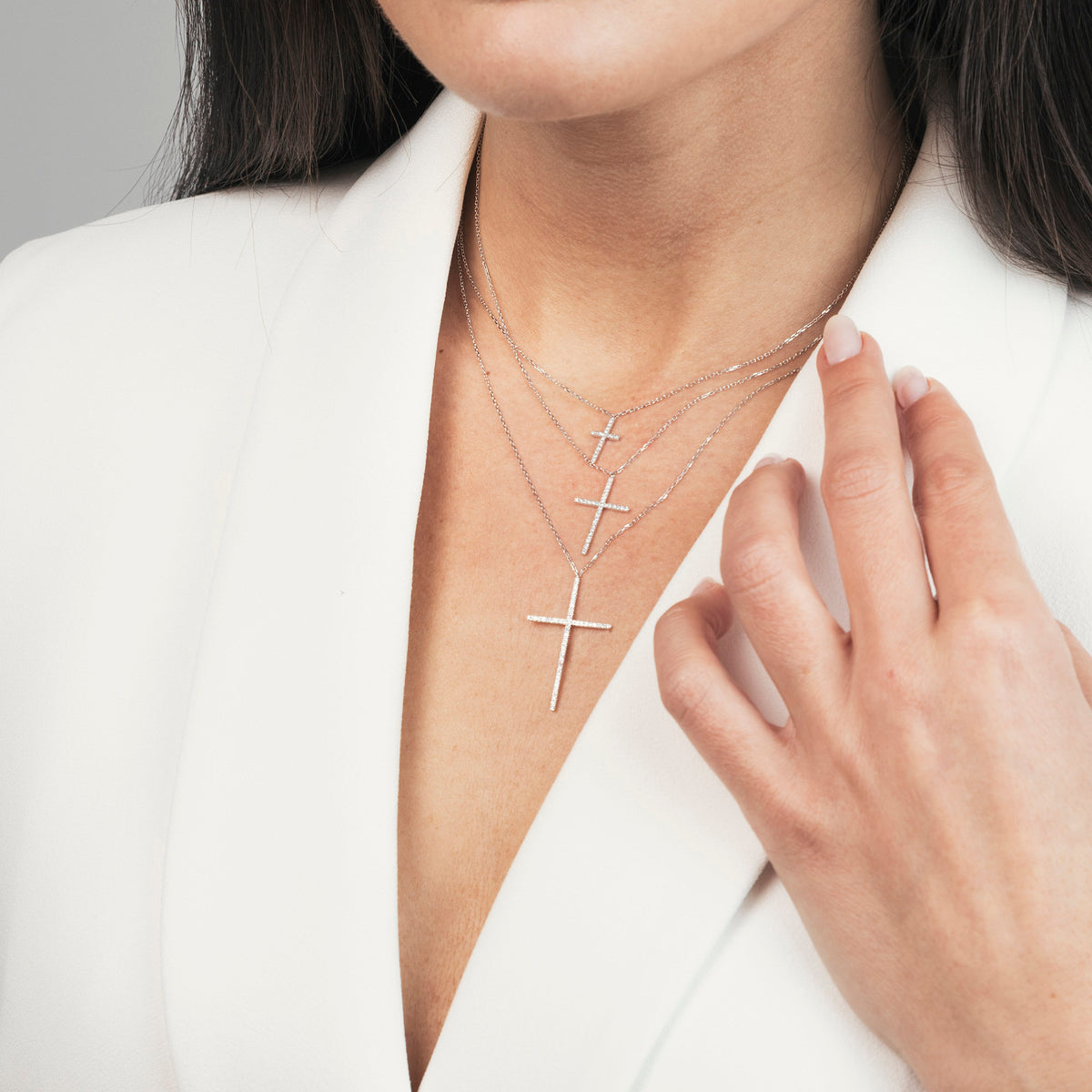 Small Pavé Diamond Cross Necklace
