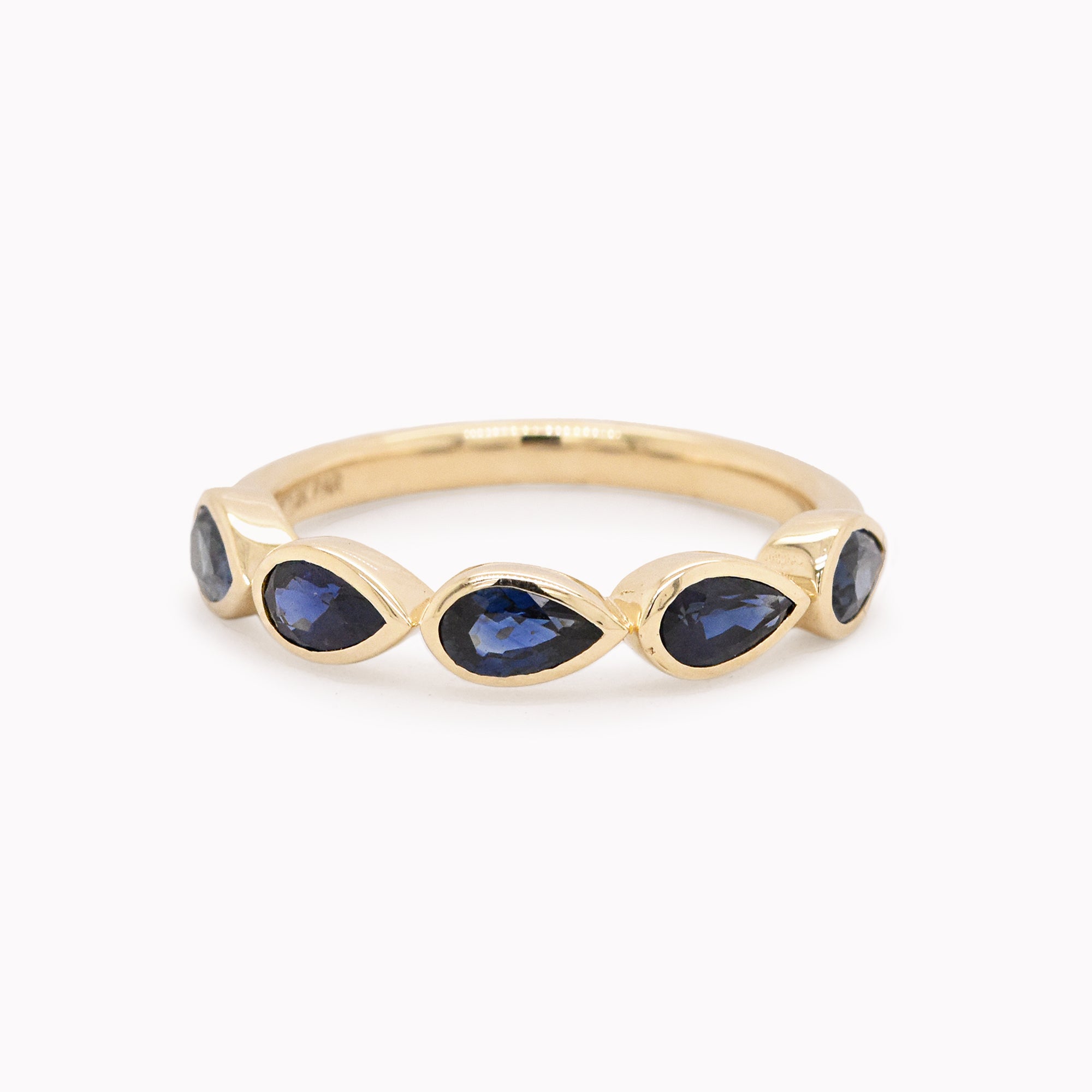 East/West Pear Blue Sapphire Ring