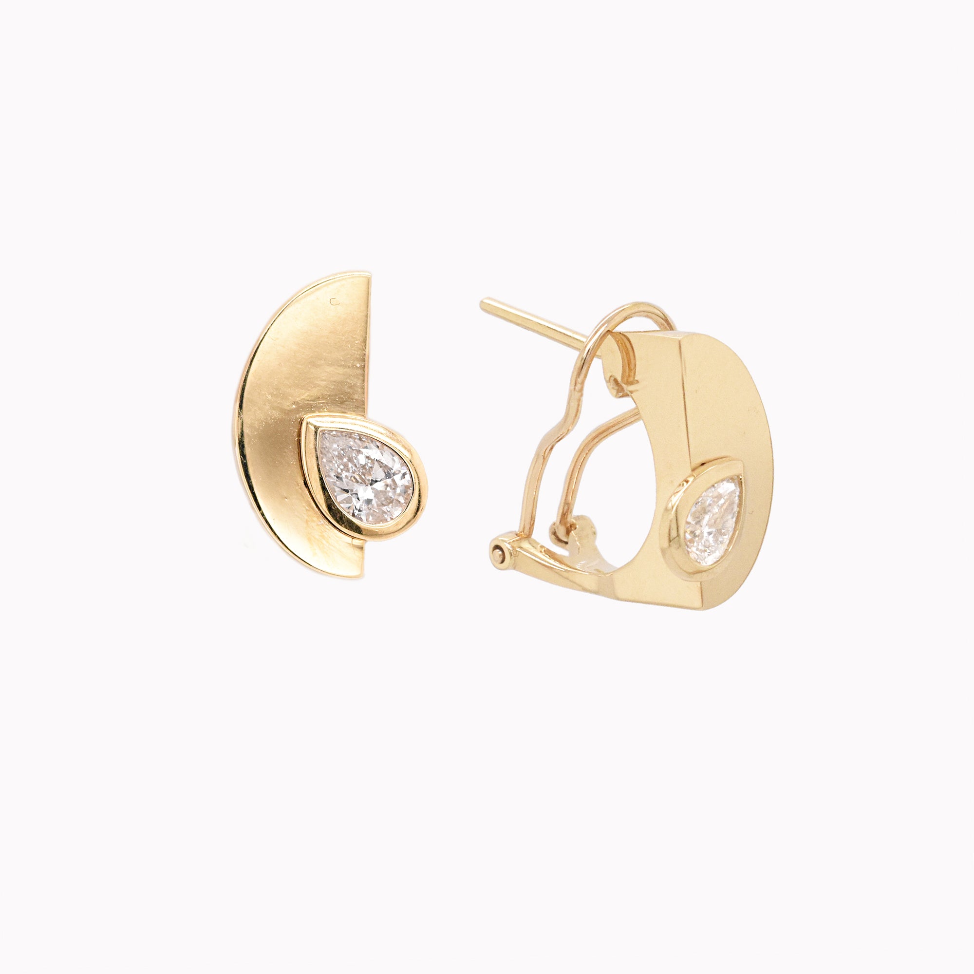 Pear Diamond Semi Circle Earrings
