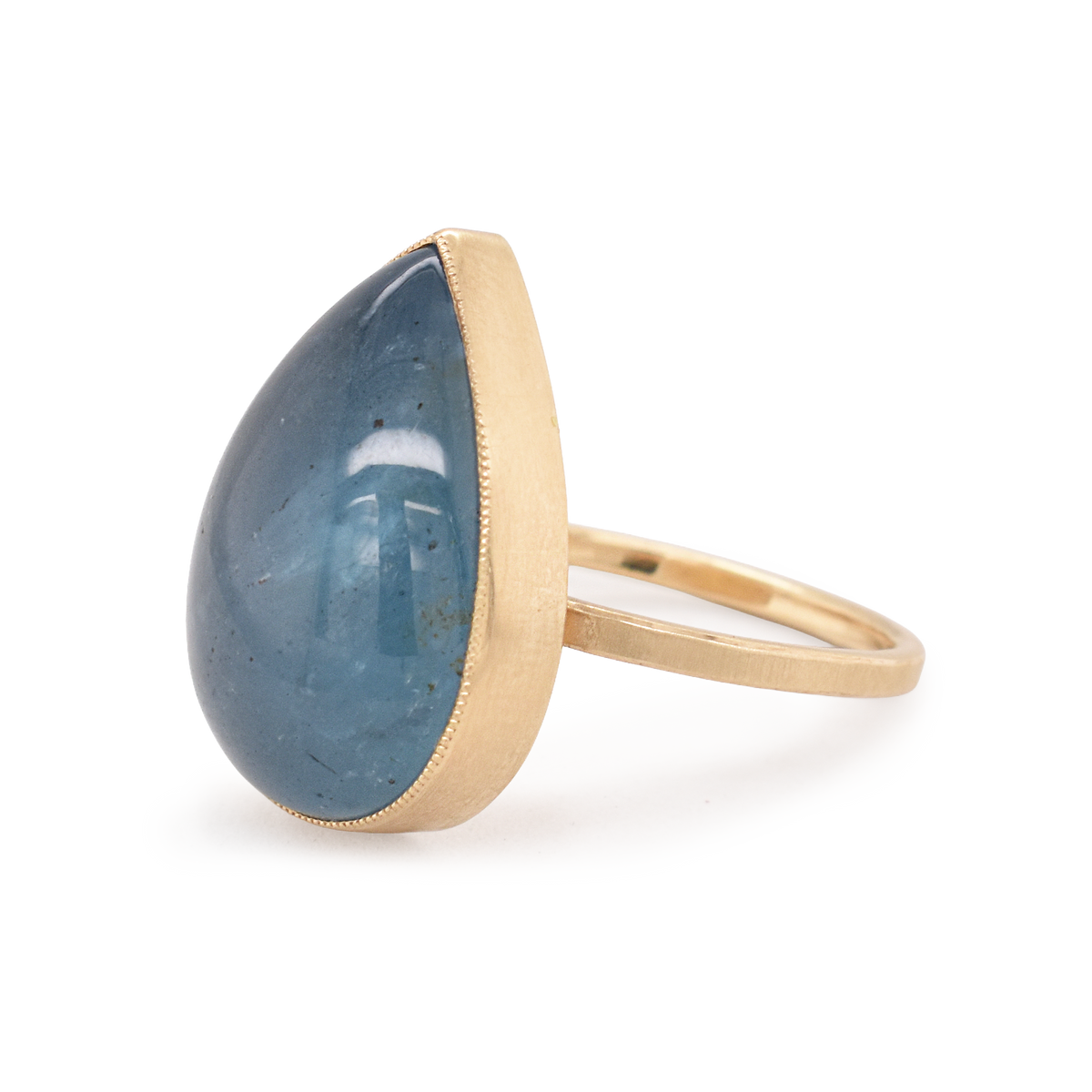Pear Cabochon Aquamarine Ring