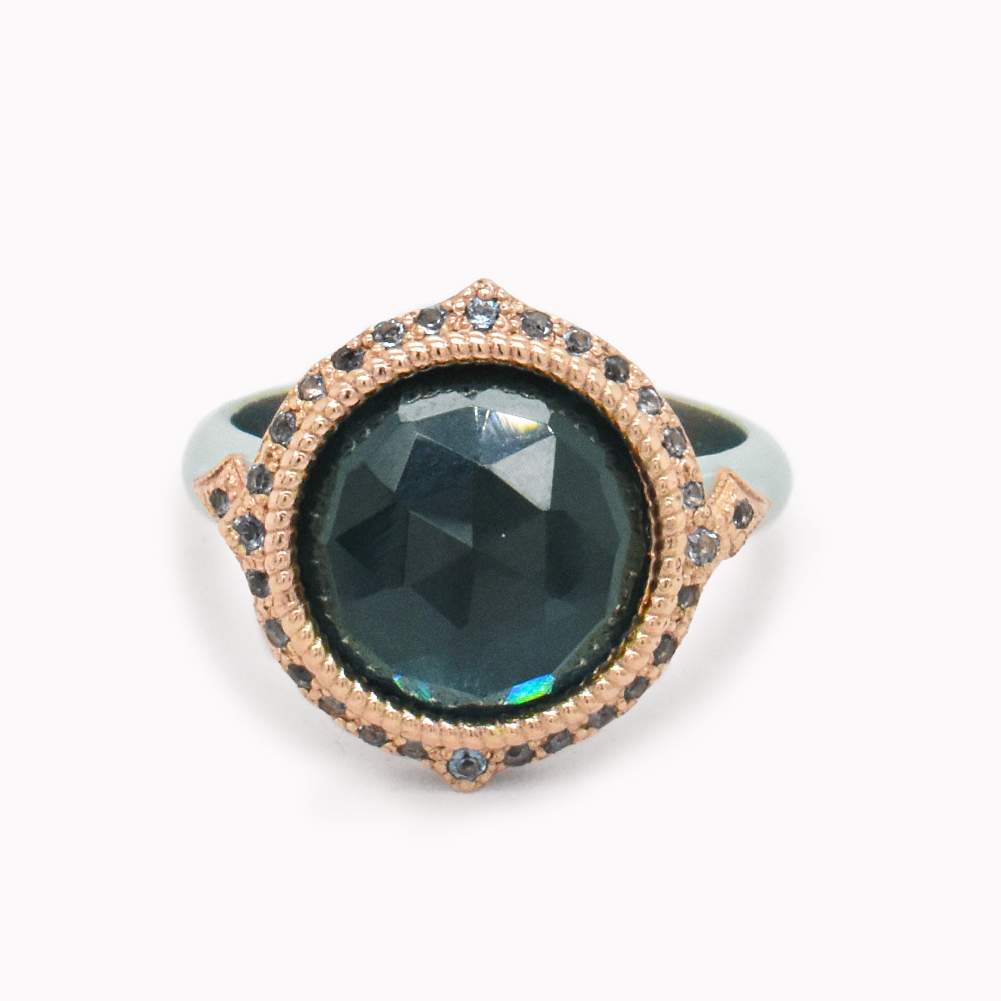 Peruvian Opal Teal Enamel Statement Ring