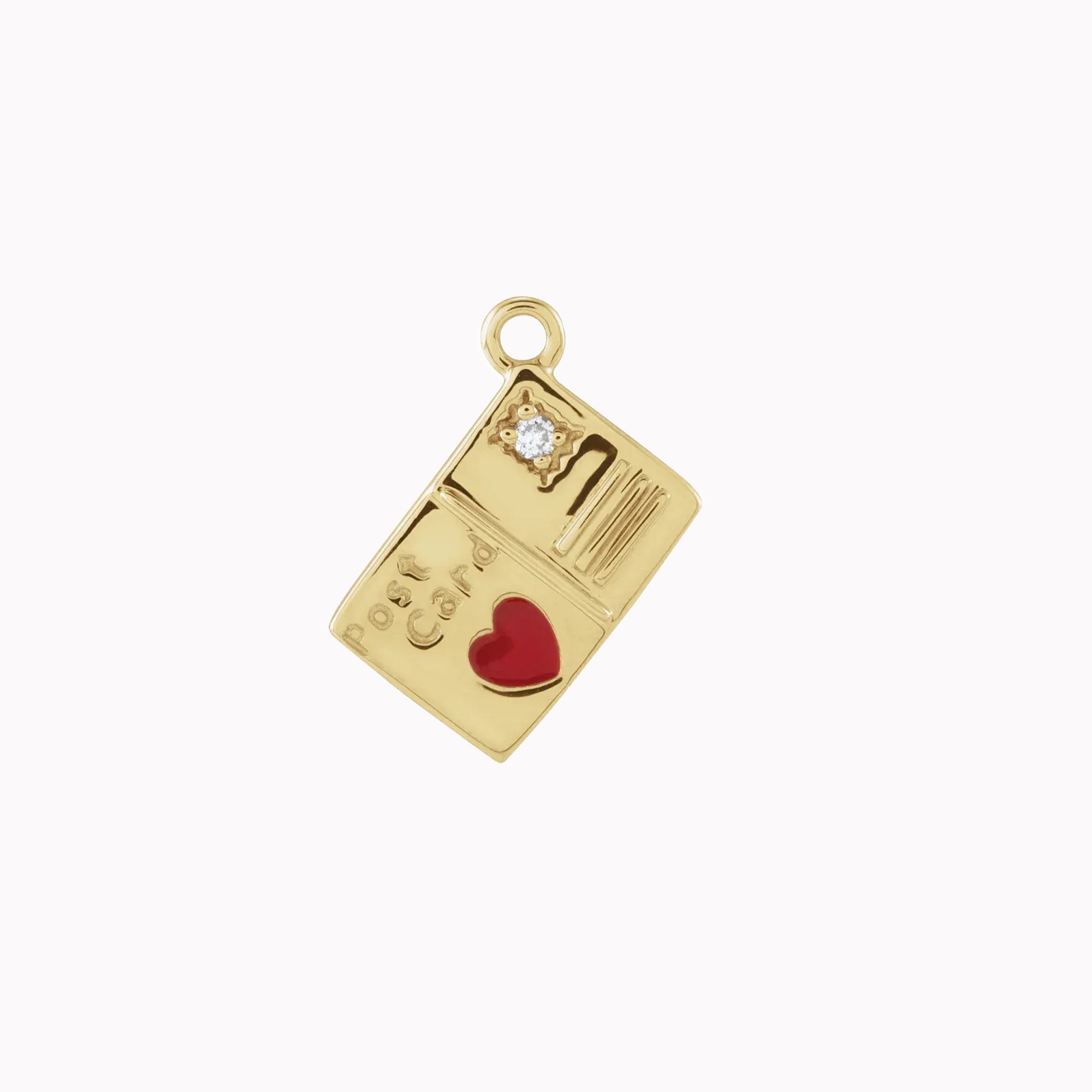 Red Enamel Postcard Charm