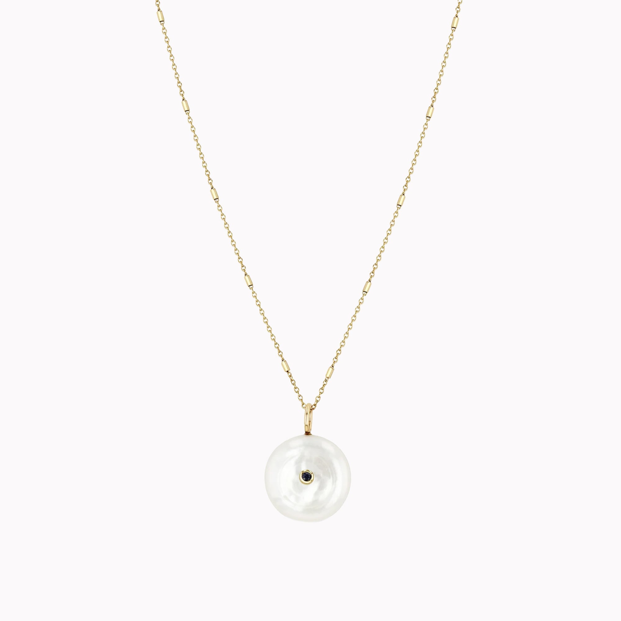 Reversible Black & White Diamond Pearl Disc Necklace