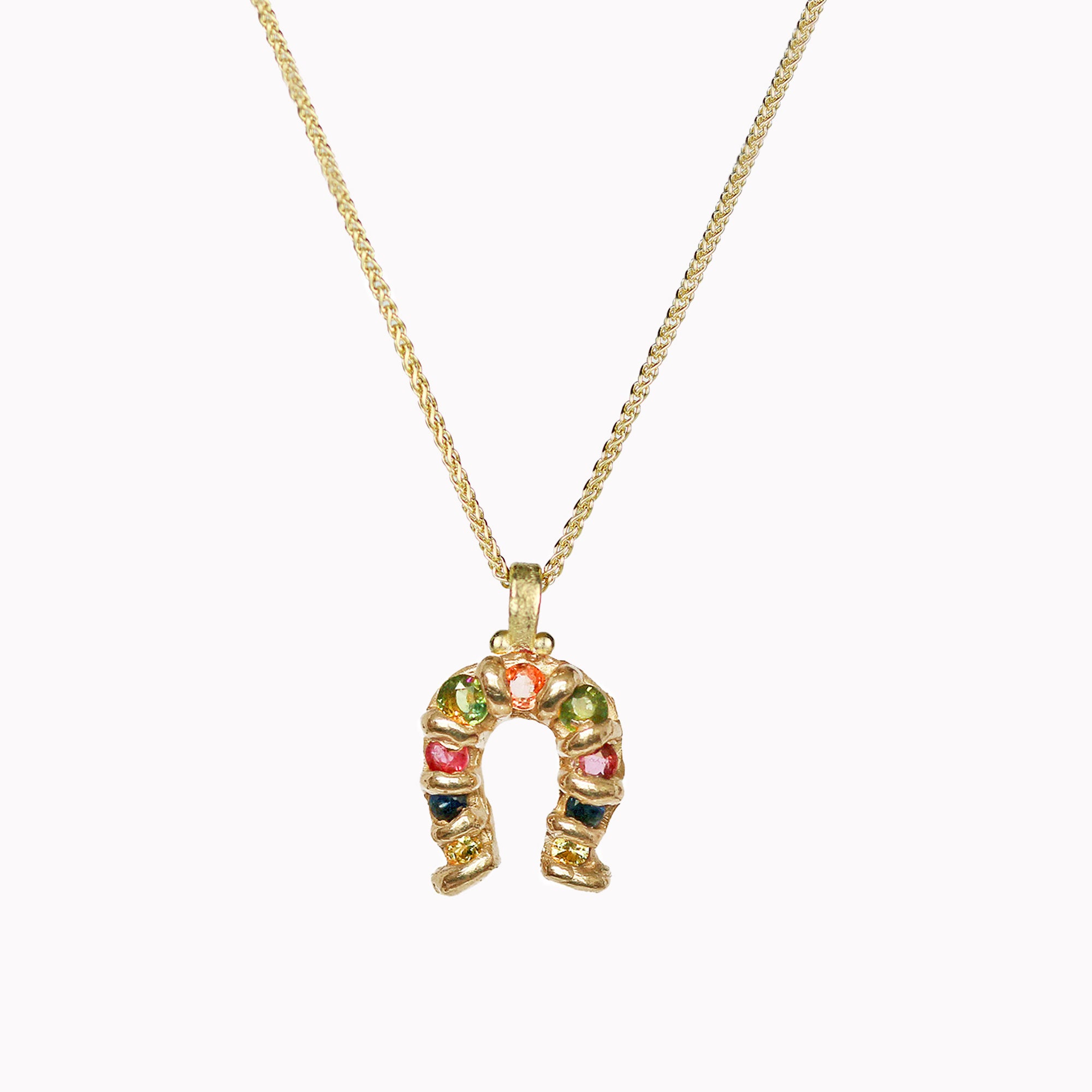 Sapphire Horseshoe Pendant Necklace