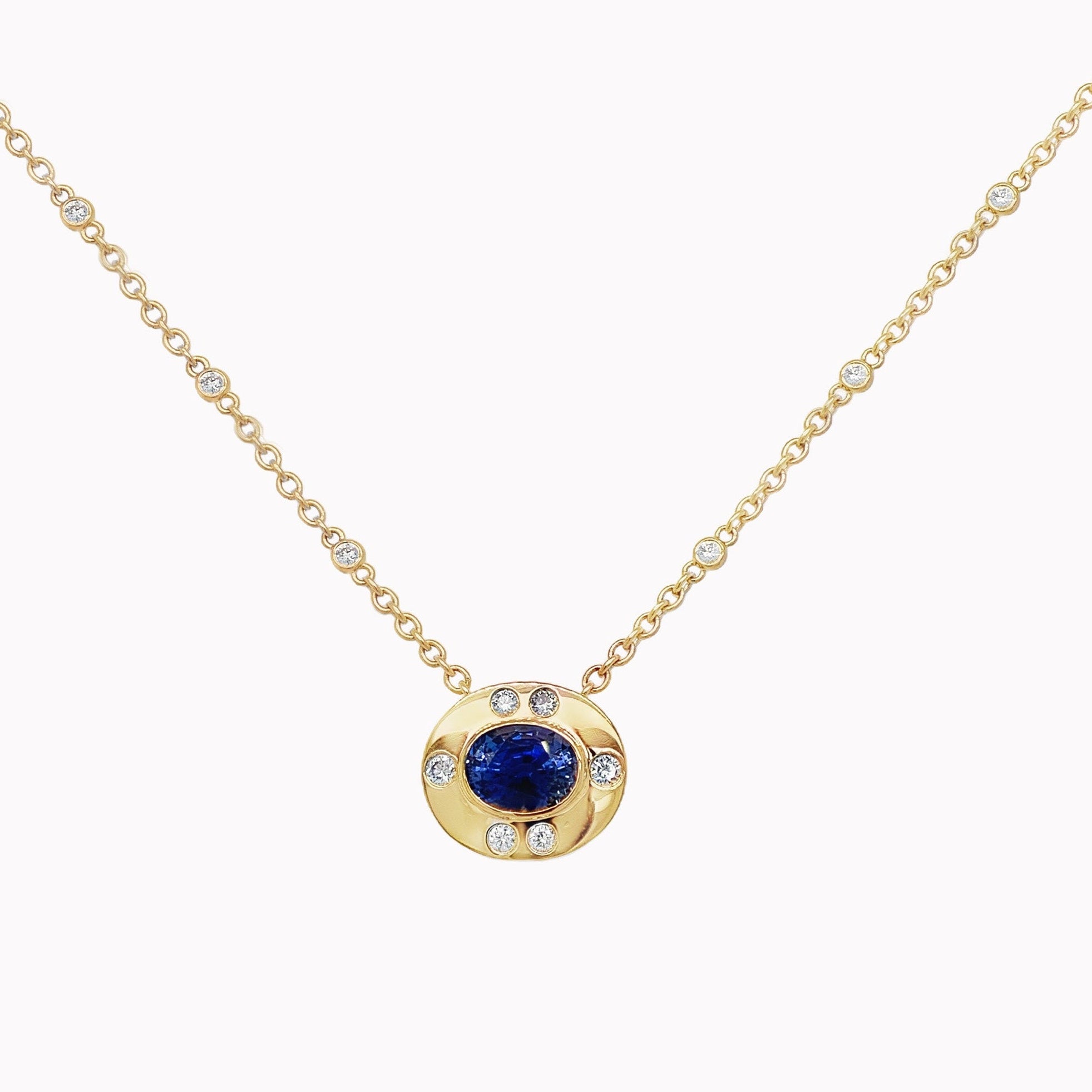 Sapphire & Diamond Pendant Necklace