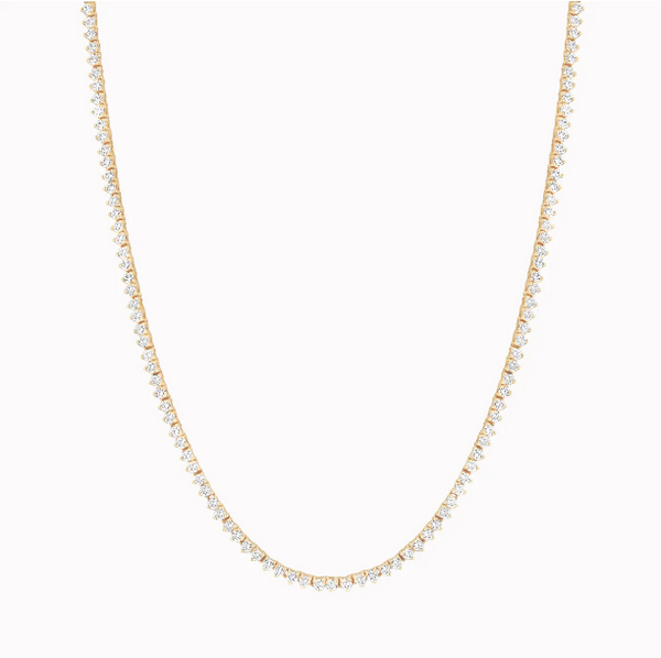 24" Yellow Gold Diamond Tennis Necklace 4.6ct