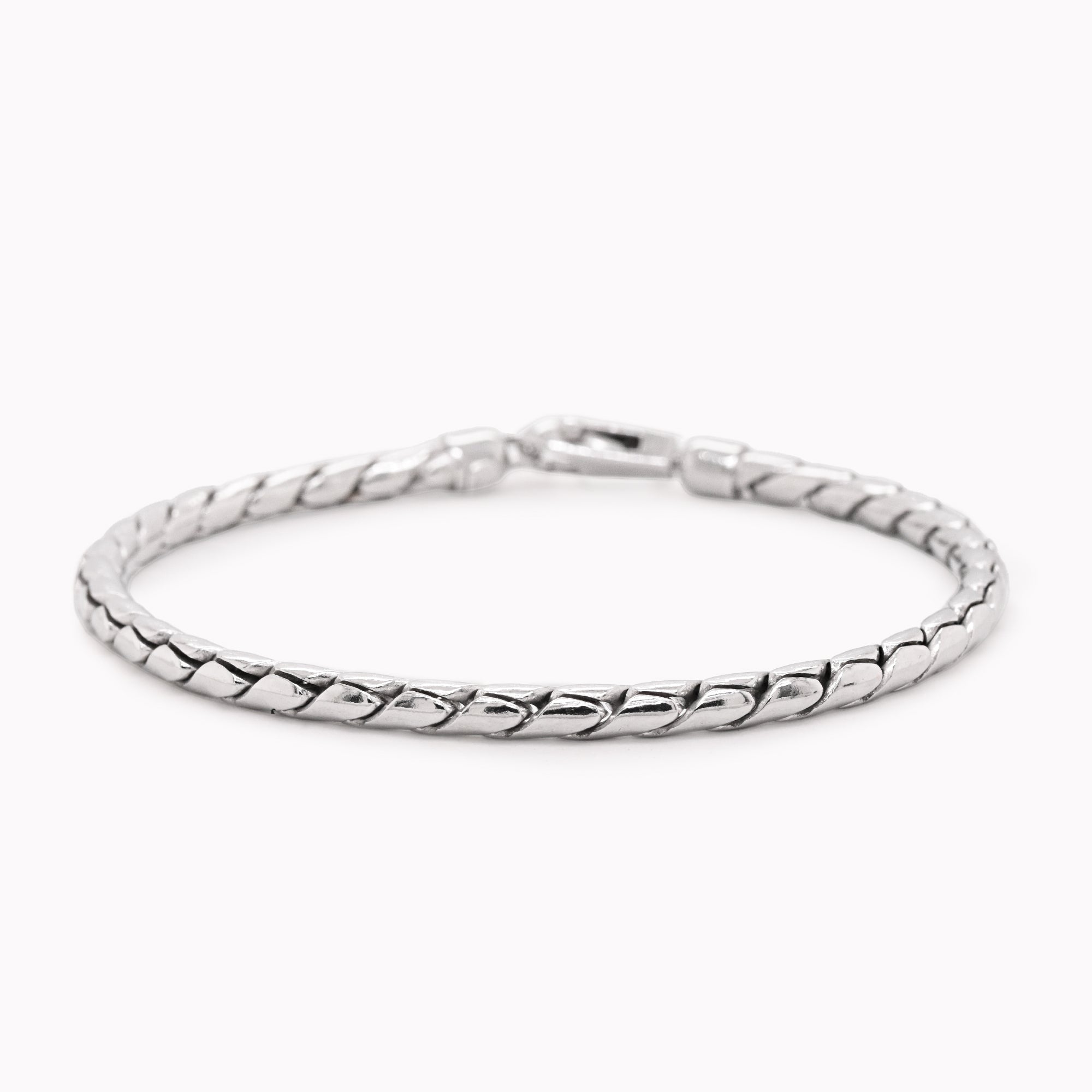 Silver Hammered Curb Chain Bracelet