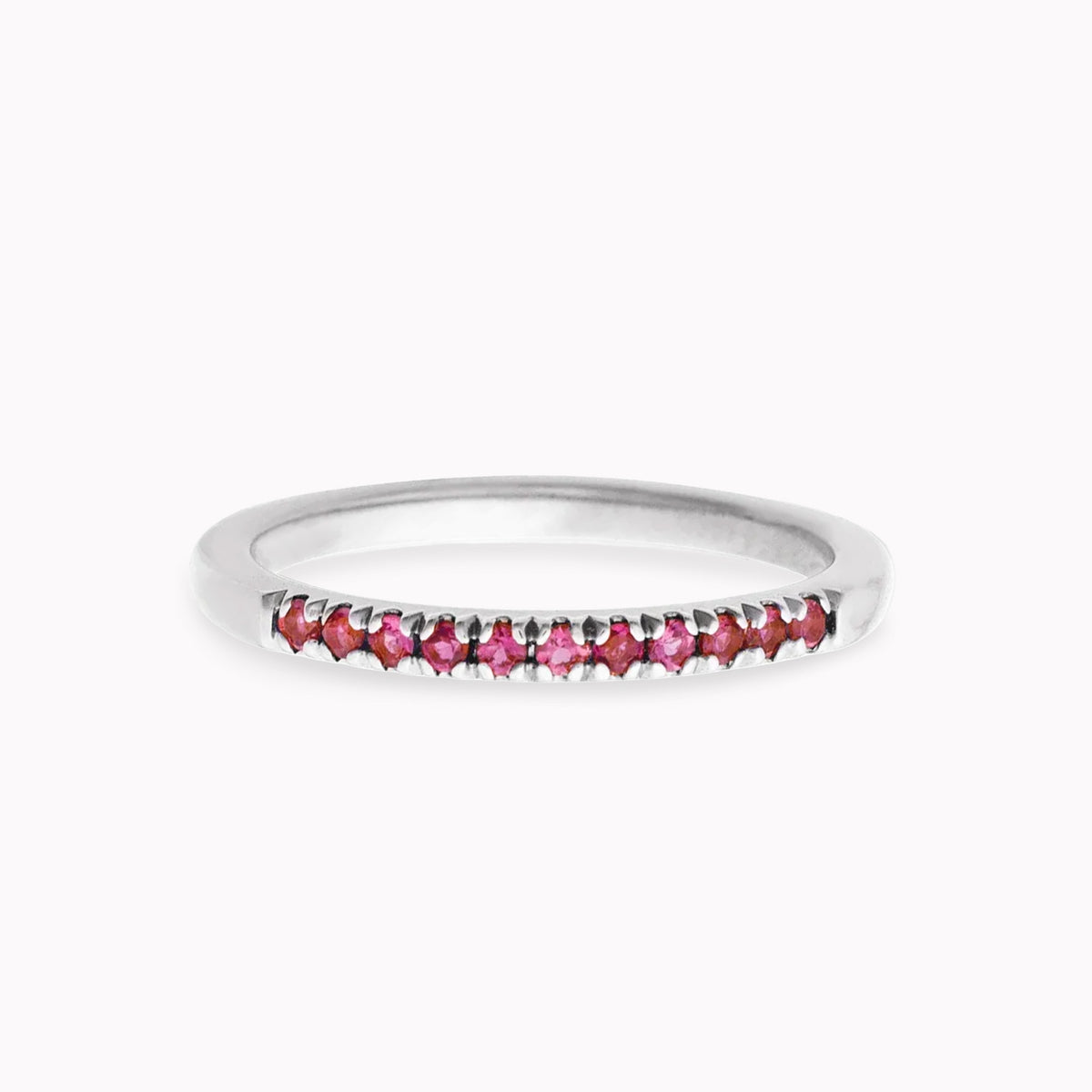 Silver Pink Tourmaline Stack Ring