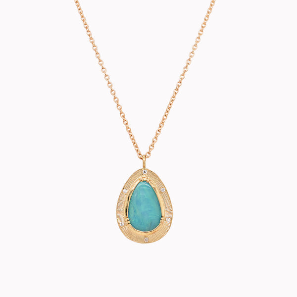 Starlight Teardrop Australian Opal Pendant Necklace