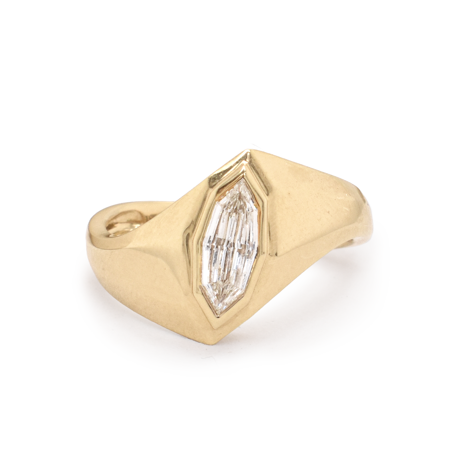 Step-Cut Marquise Geometric Wave Ring