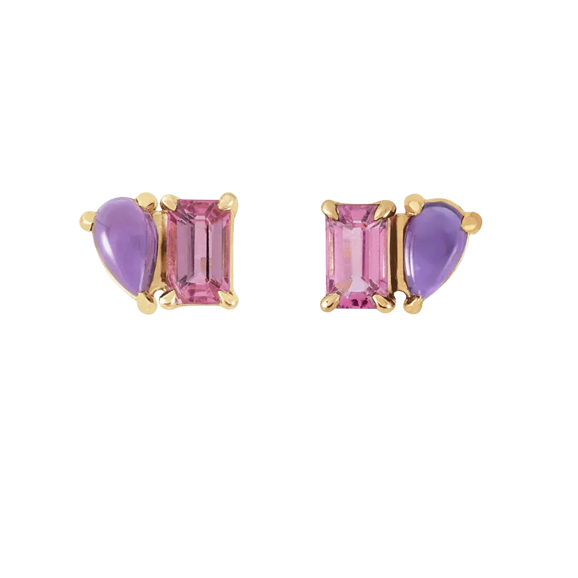 Toi Et Moi Pink Tourmaline & Amethyst Studs