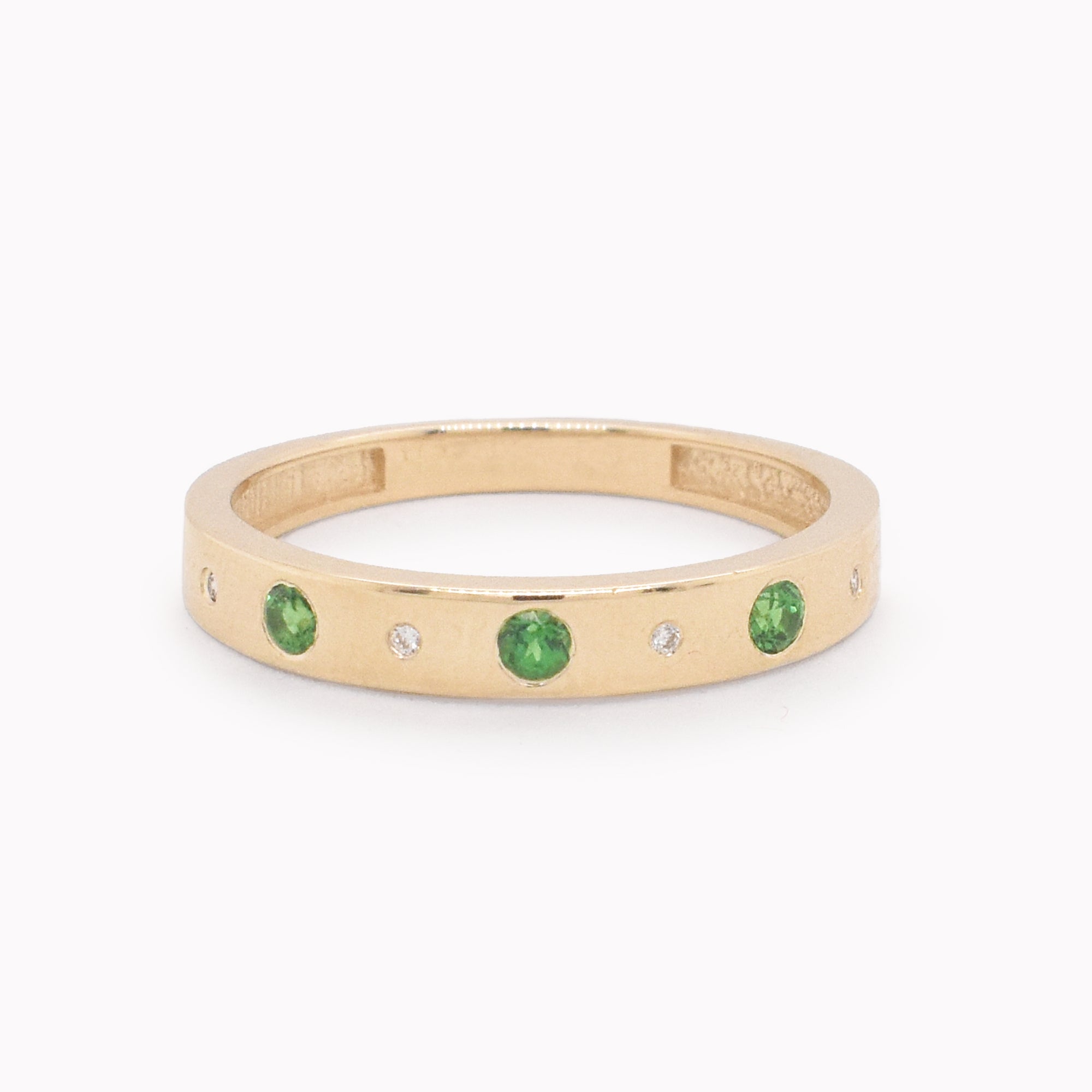 Flush Set Tsavorite & Diamond Band