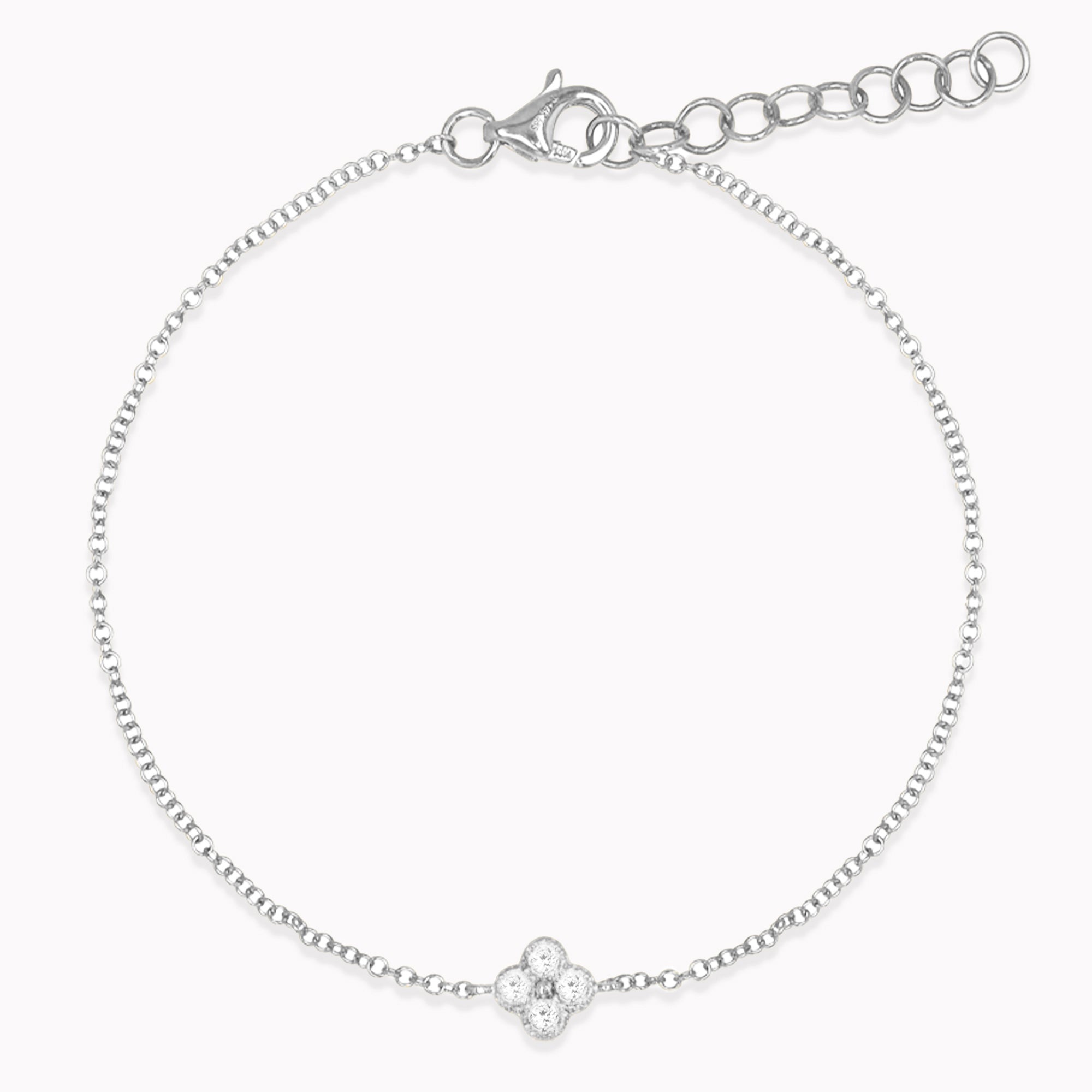 White Gold Diamond Clover Bracelet