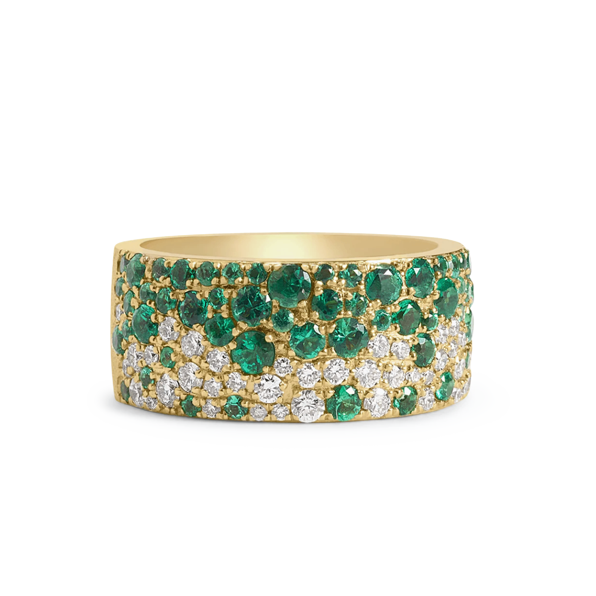 Wide Emerald & Diamond Band