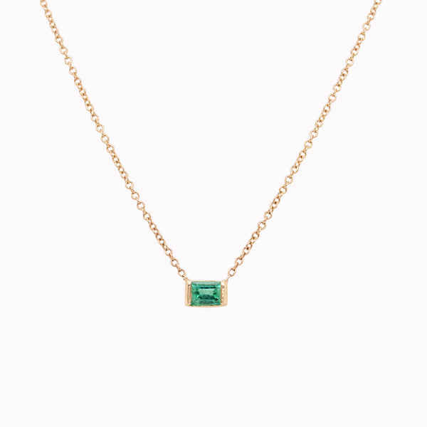 Petite Baguette Emerald Necklace