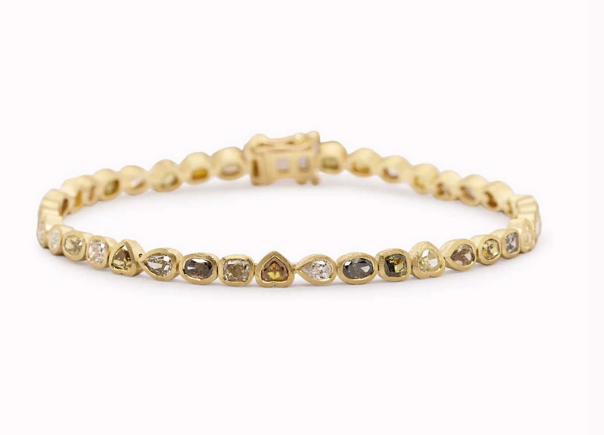 Mixed Shape Colored Diamond Bezel Bracelet