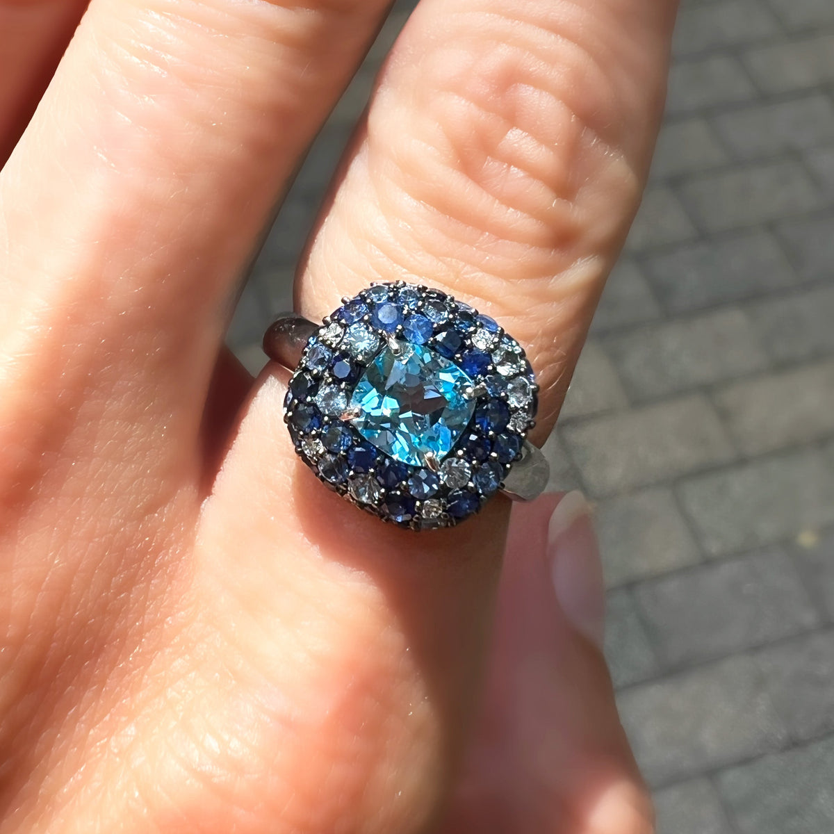 Mosaic Blue Gemstone Ring