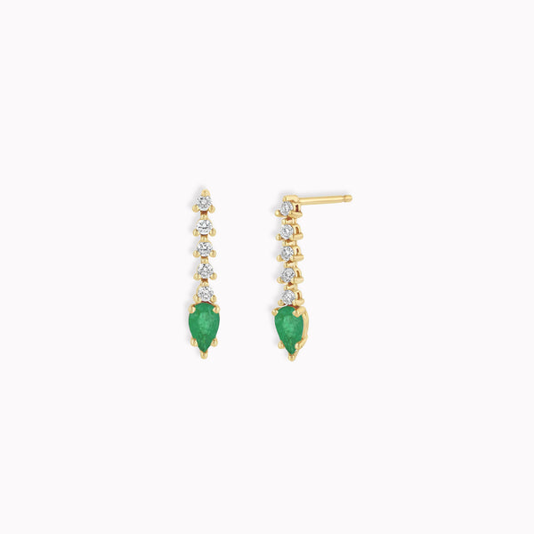 Diamond Tennis Emerald Drop Earrings