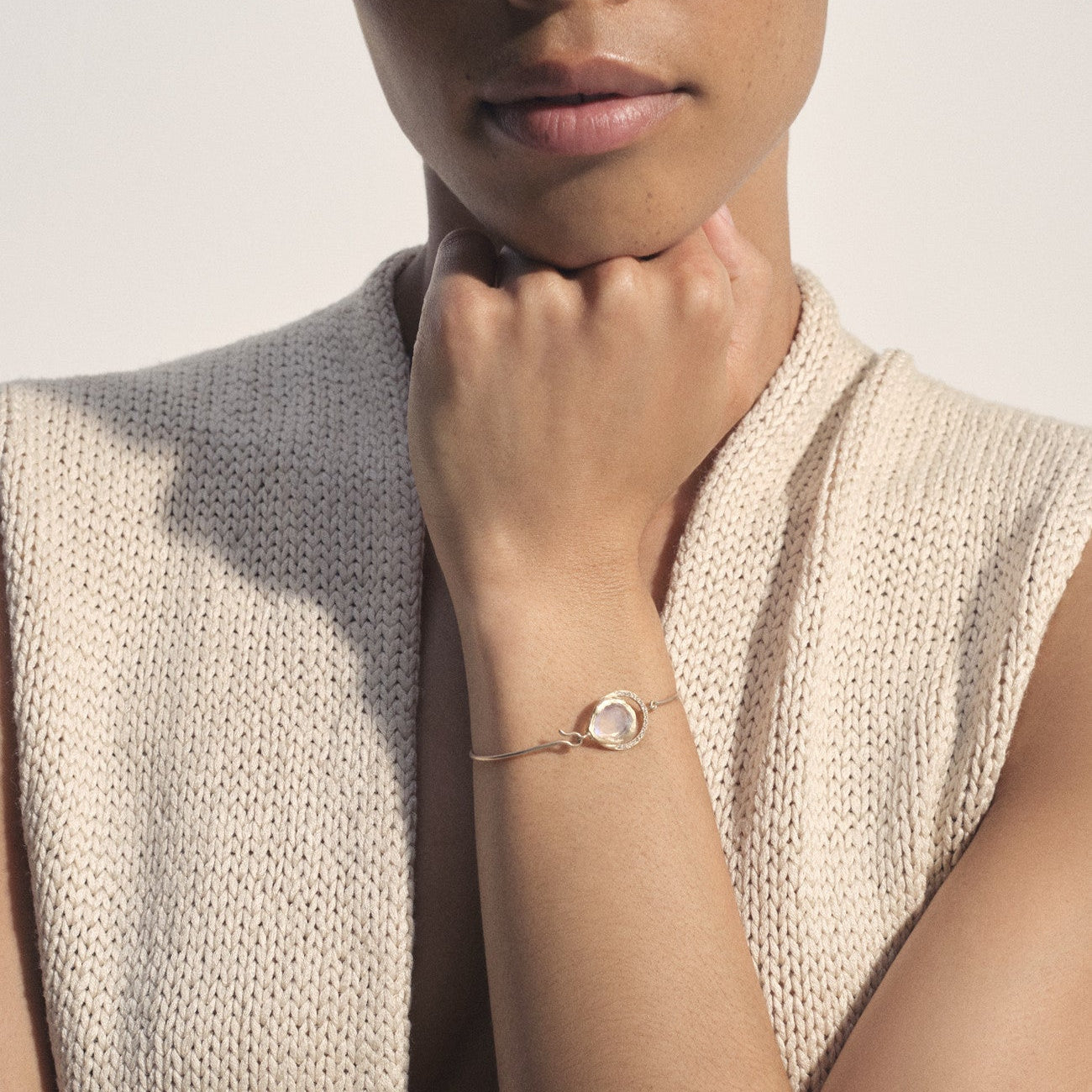 Gaia Moonstone & Diamond Bangle