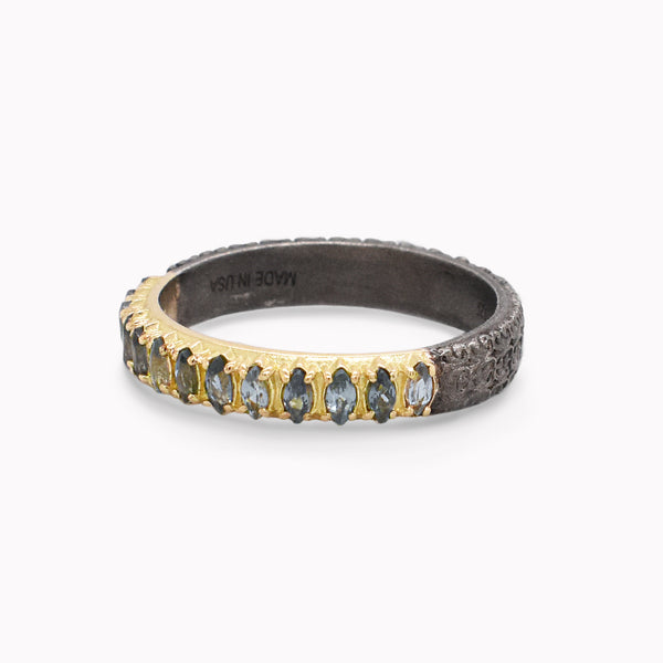 Marquise Blue Green Spinel Stack Band