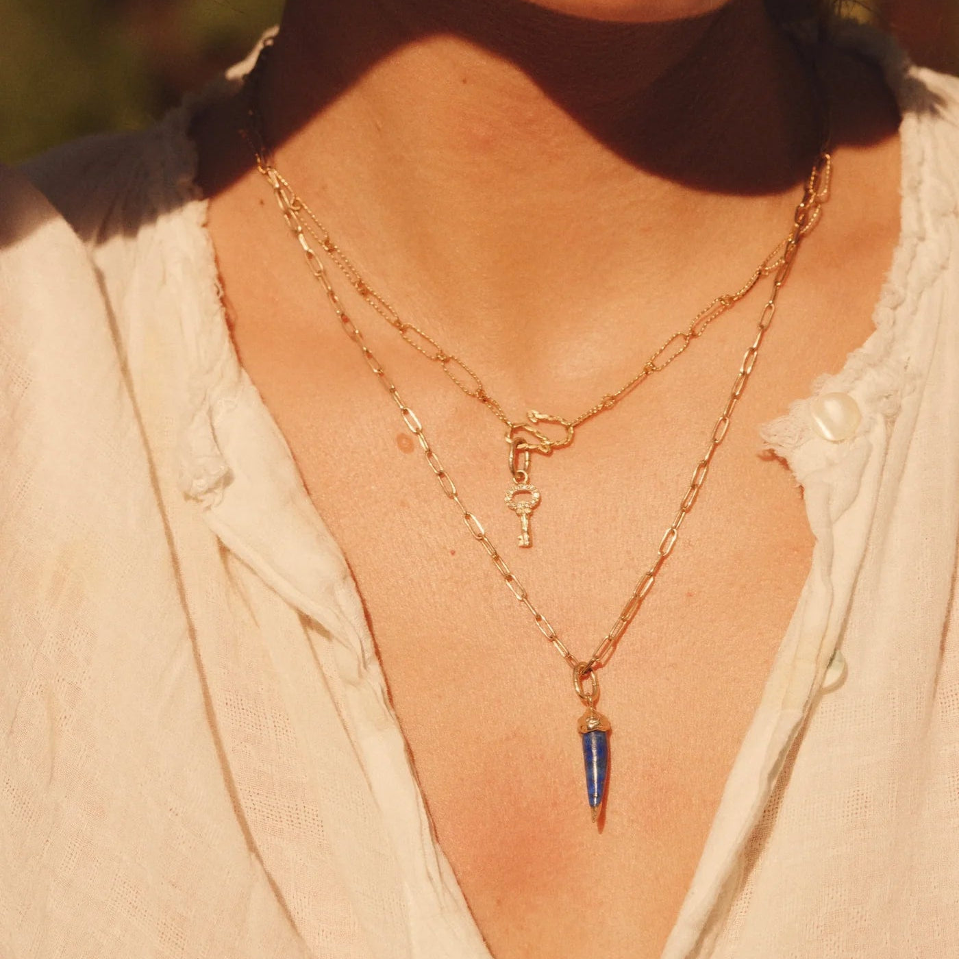 Lapis Cornicello Charm