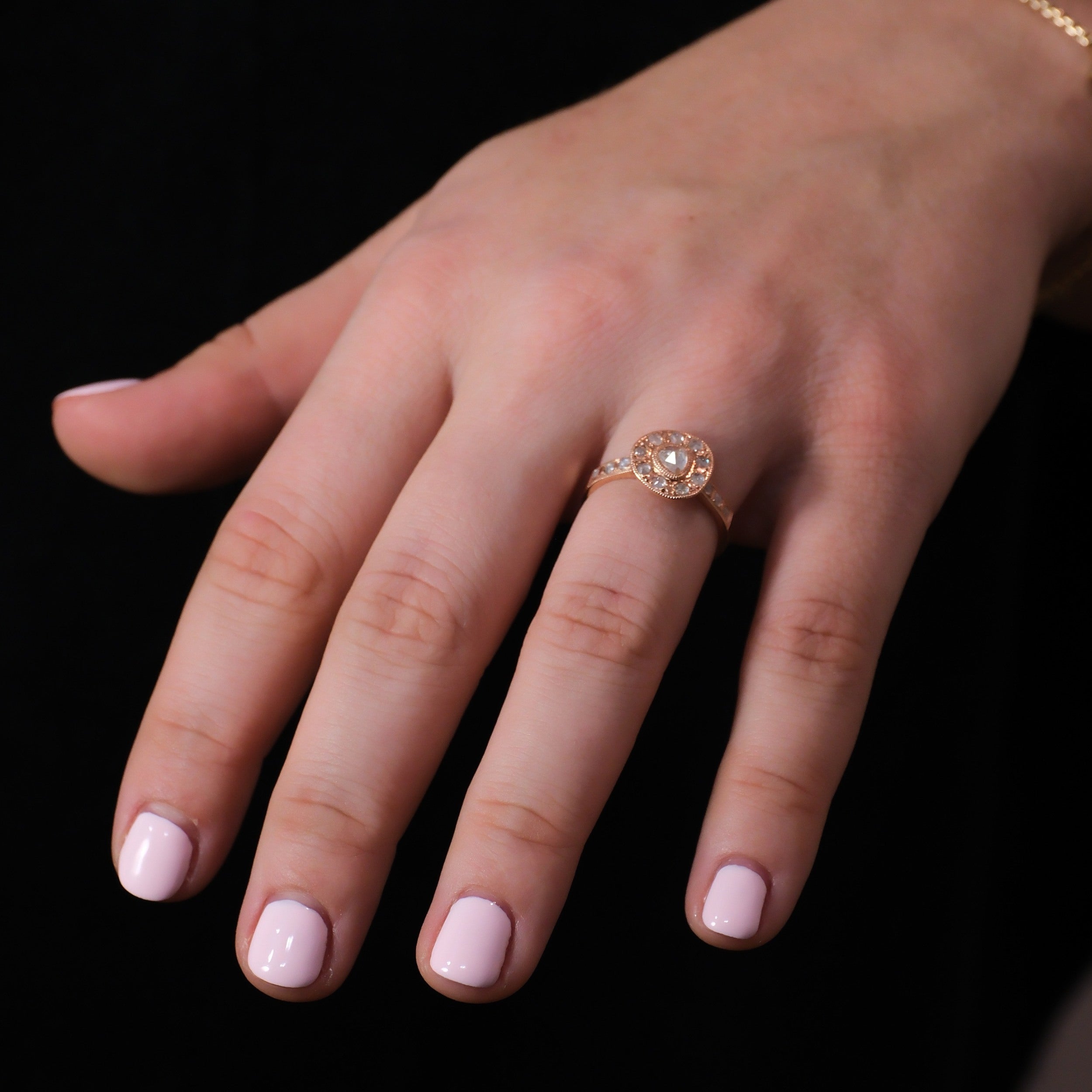 Antique Rose-Cut Peak Halo Ring