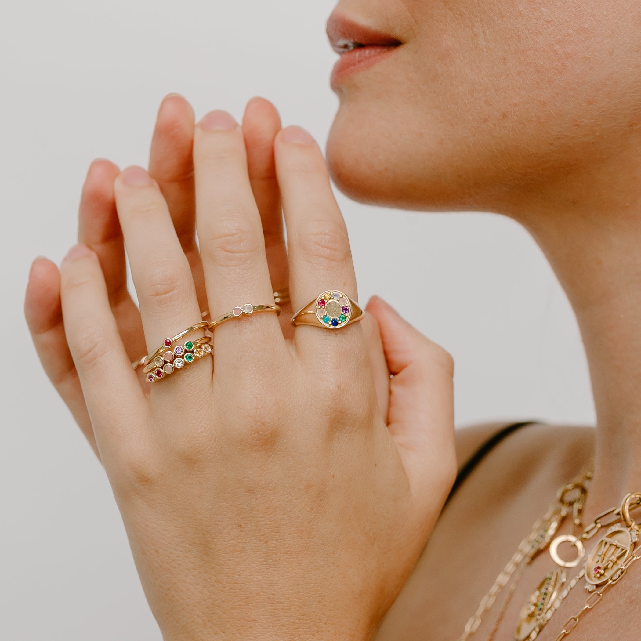 "Love" 4 Stone Stack Ring - Eliza Page