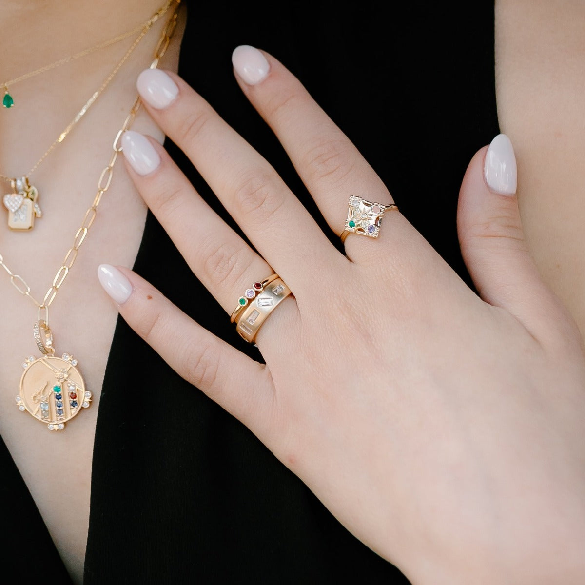 3 Stone Monogram or Triplet Stack Ring - Eliza Page