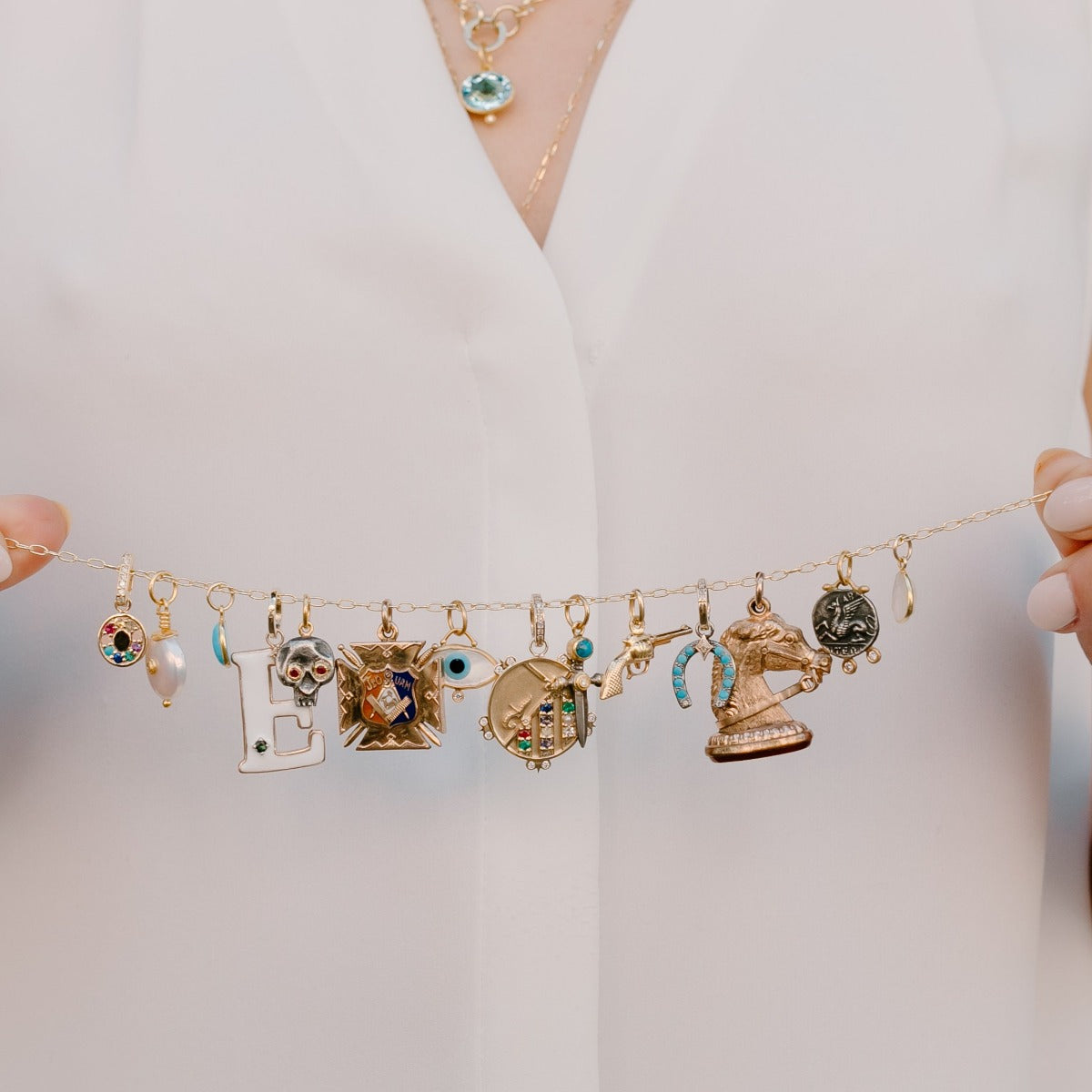 Mountain Medallion With Florets - "Resilient" Message - 9 Stones - Eliza Page