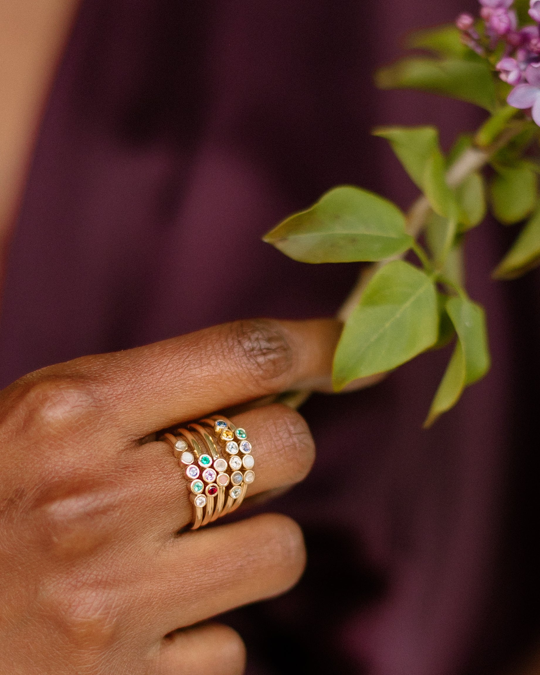 "Love" 4 Stone Stack Ring - Eliza Page