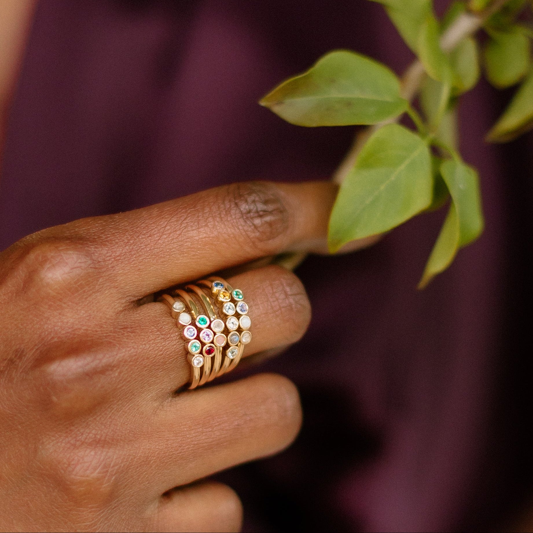 "Love" 4 Stone Stack Ring - Eliza Page