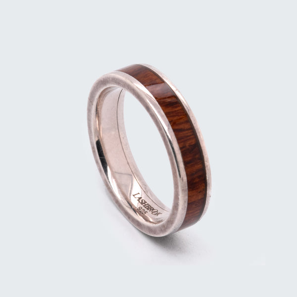 Sterling Silver Band with Desert Burl Wood Inlay - Eliza Page