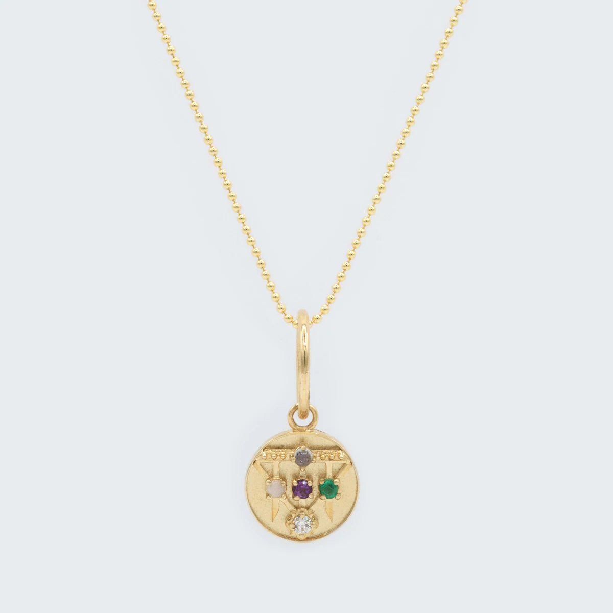 Small Lace Shield Medallion - "Love" - 4 Stones - Eliza Page